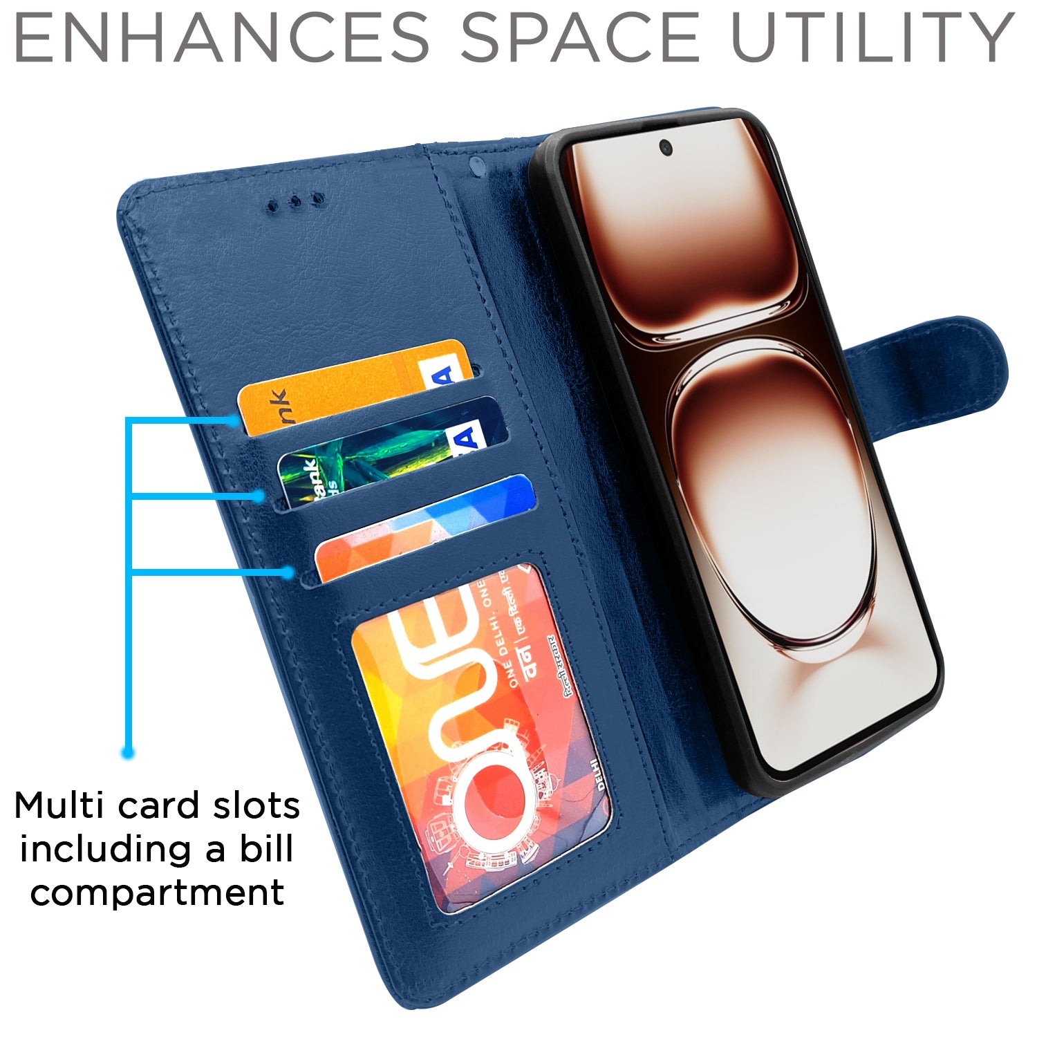 Pikkme Oppo Reno 12 5G Vintage Flip Cover (Blue)