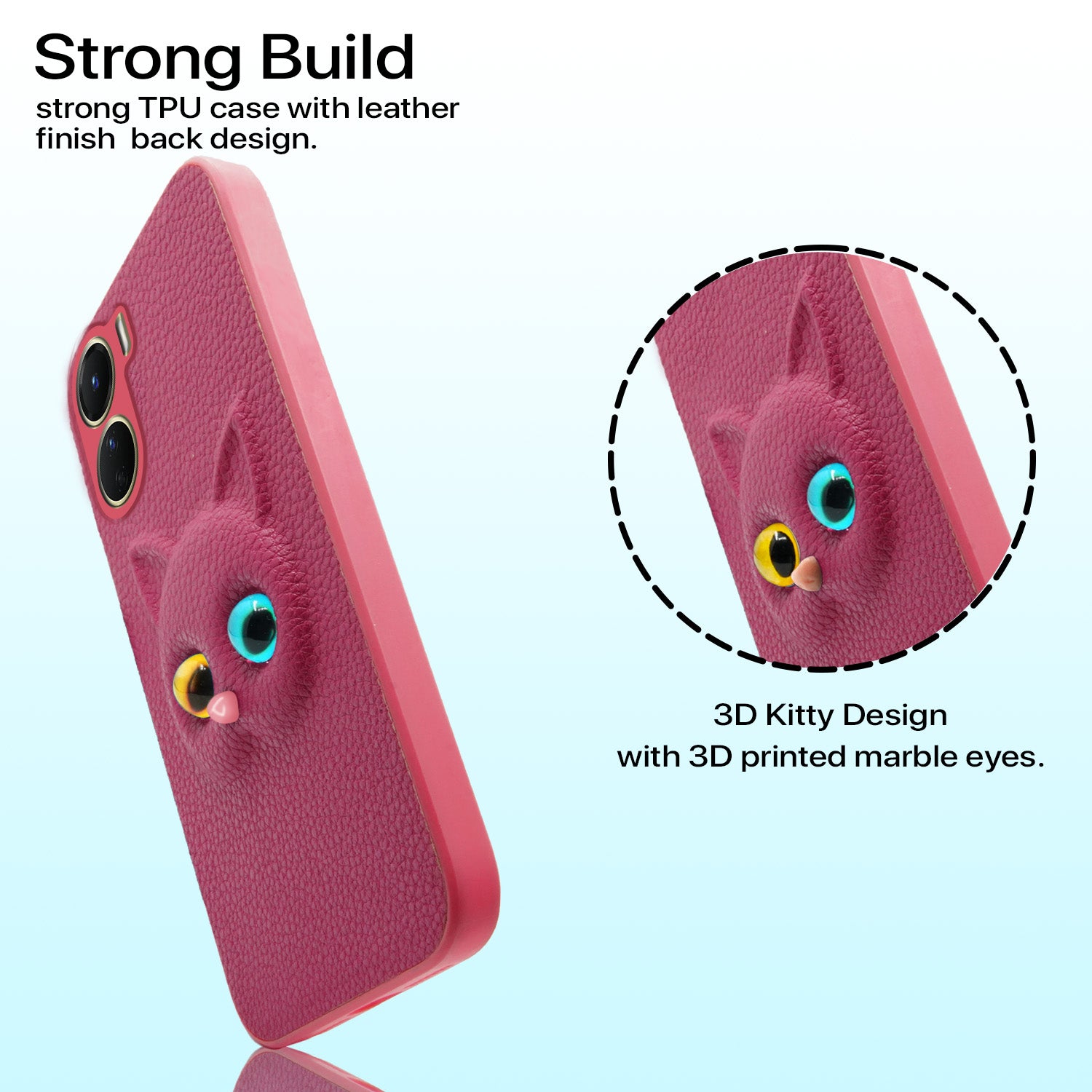 Pikkme Vivo Y16 Kitty Back Cover (Pink)