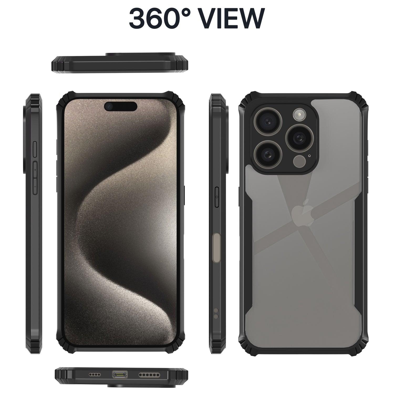 Pikkme iPhone 16 Pro Max Shockproof Eagle Clear Transparent Back Cover (Black)