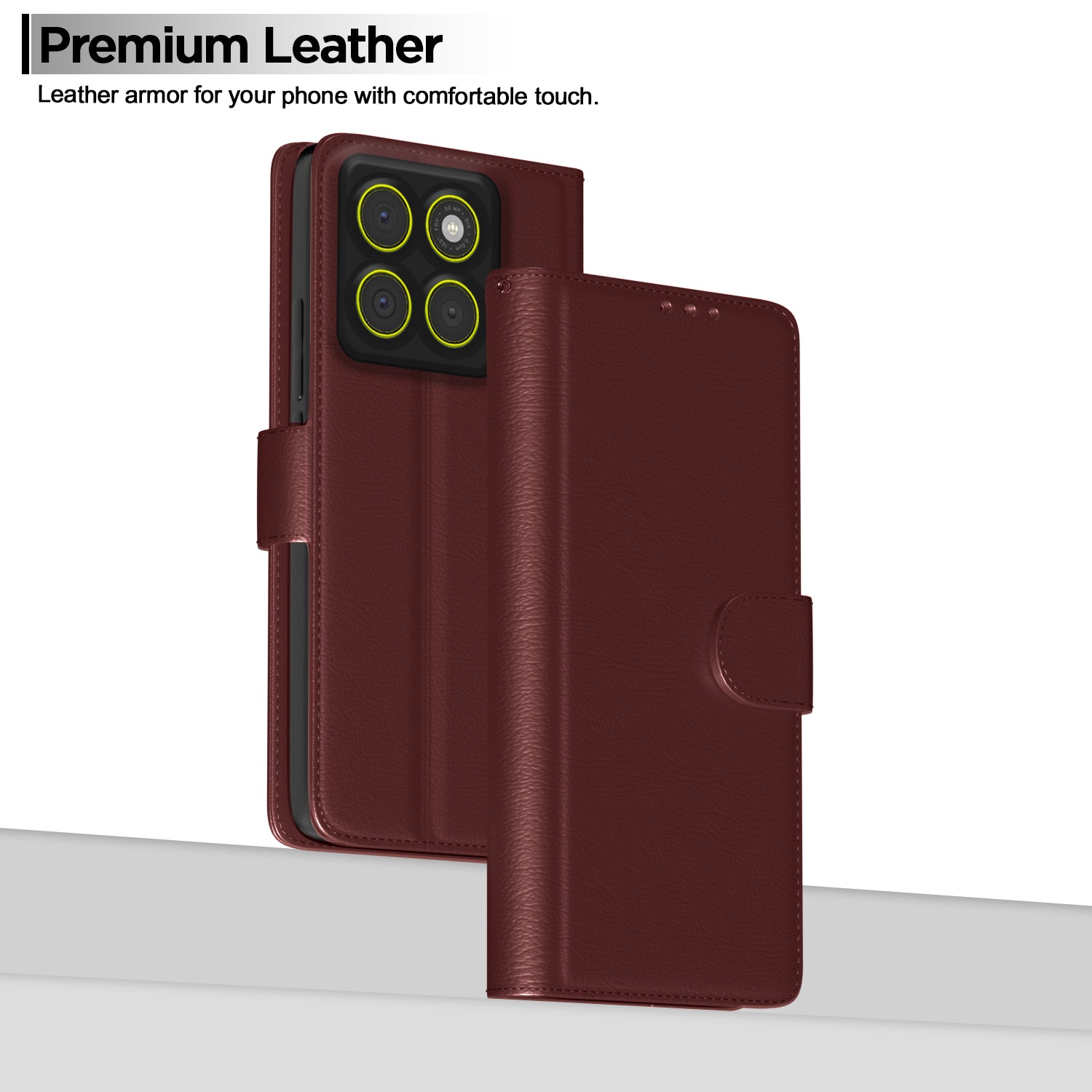 Pikkme Motorola Moto Edge 70 5G Premium Leather Finish Vintage Flip Cover (Brown)