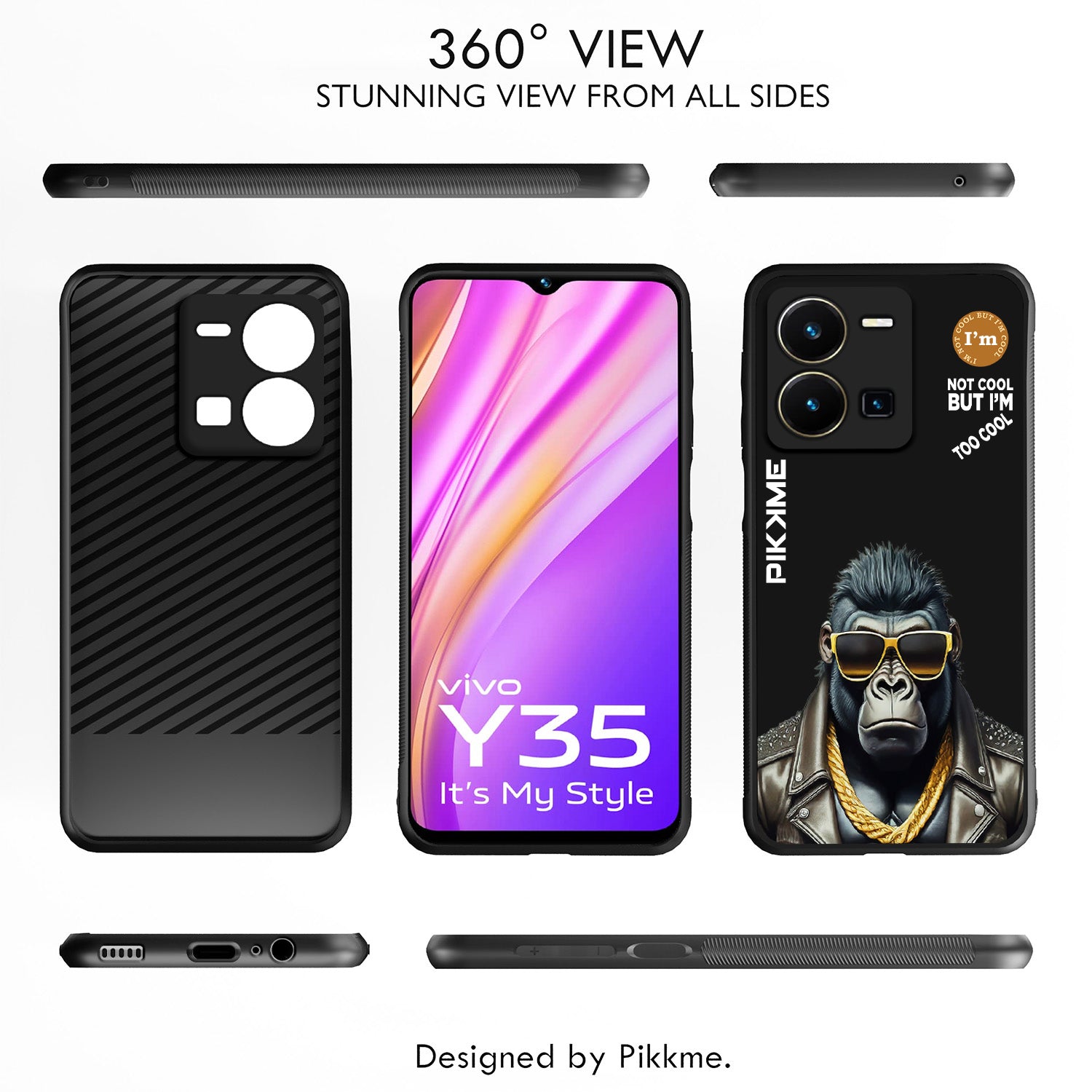 Pikkme Black Gorilla Swag Vivo Y35 Nim2 Back Cover (Design 07)