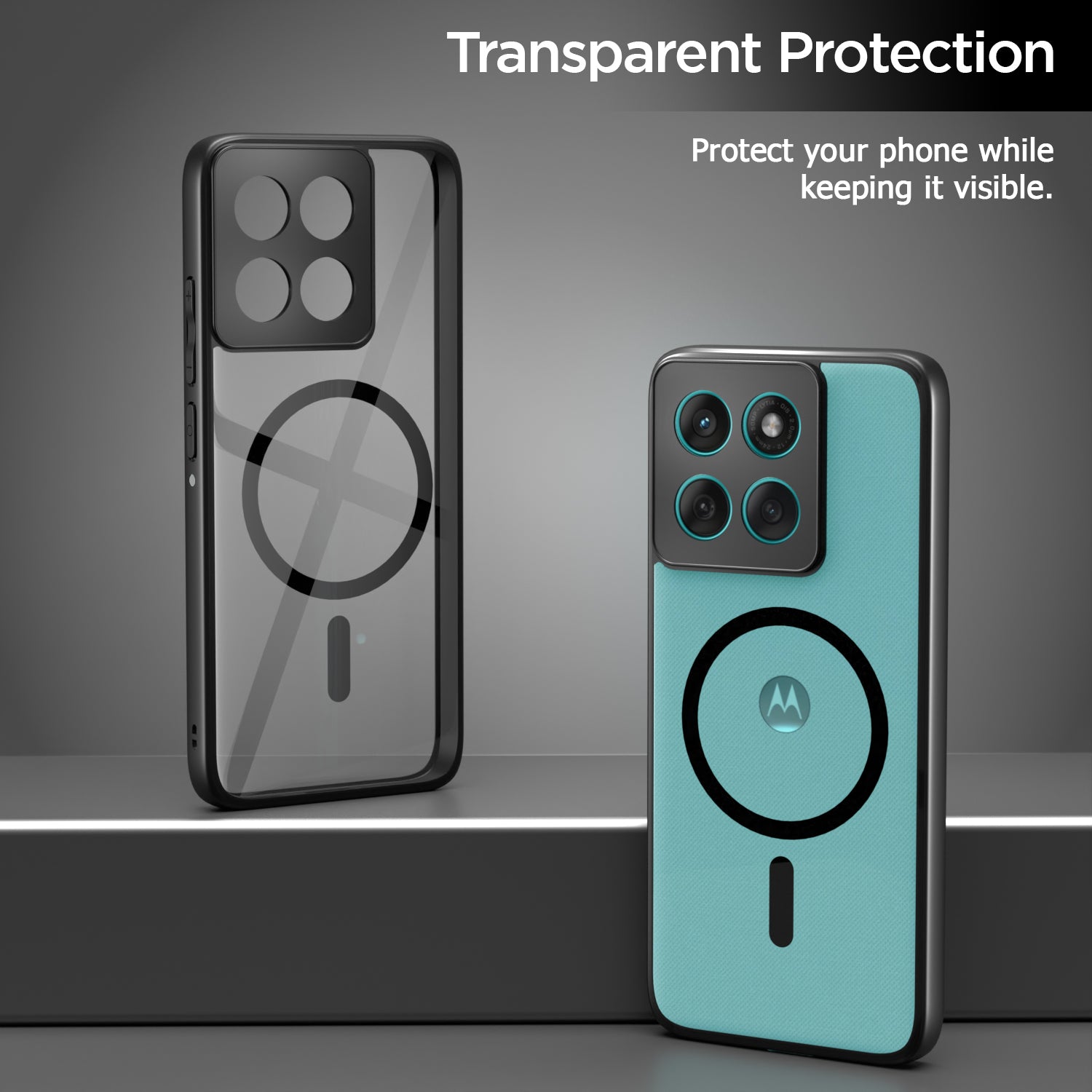 Pikkme Motorola Moto Edge 60 Fusion 5G Eagle 2 Mag-Safe Shockproof Hard Transparent Back Cover (Black)