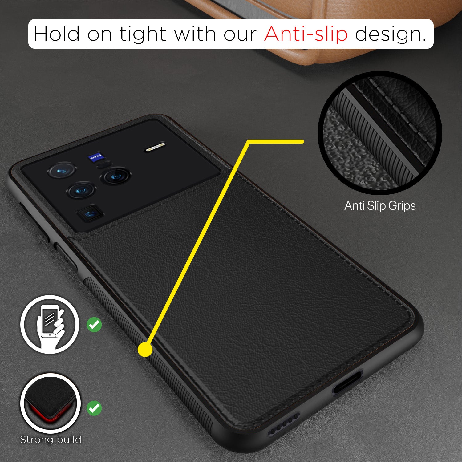 Pikkme Vivo X80 Pro Leatherback Back Case | Black
