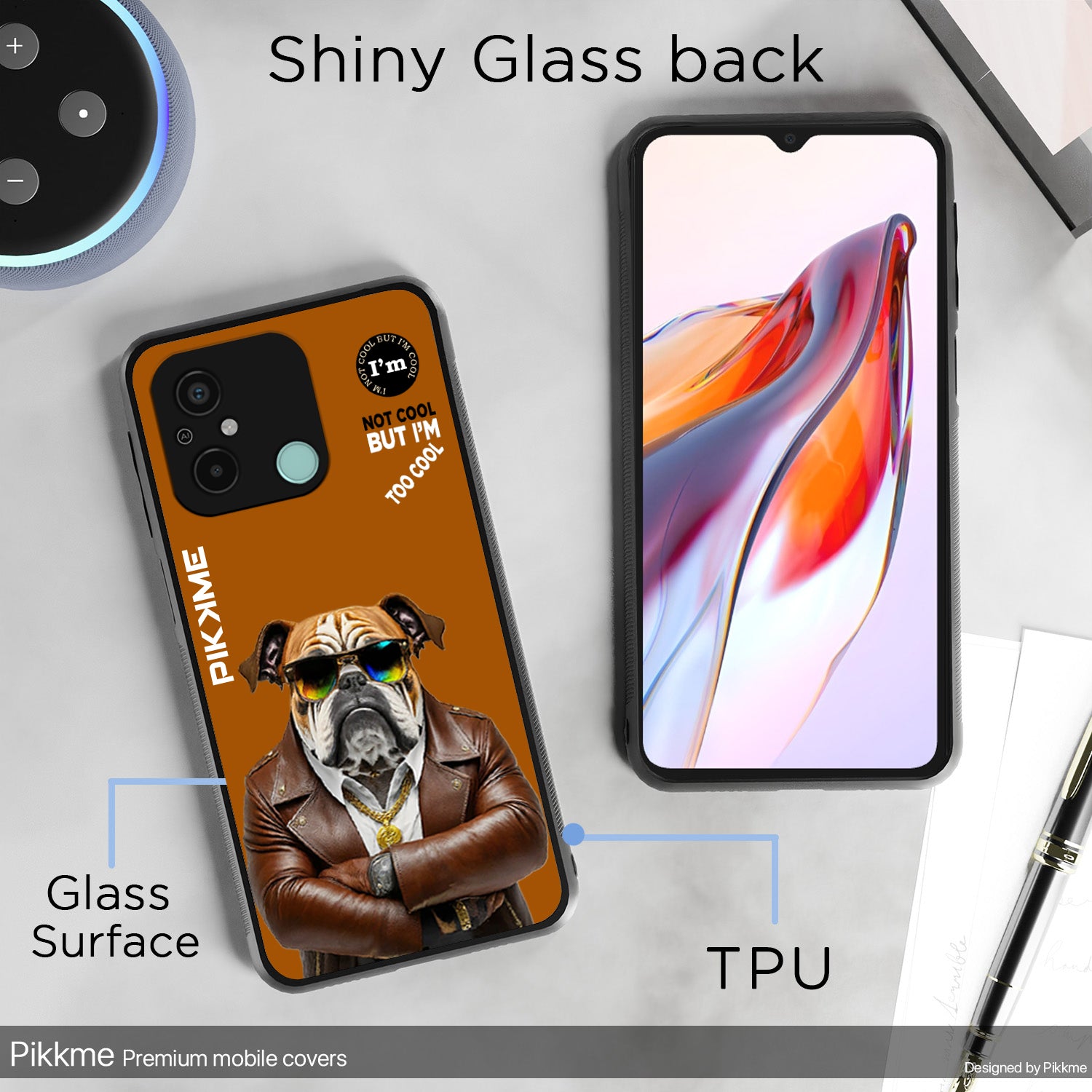 Pikkme Back Cover Pc Tpu + Printed Cool Funky Stylish Brown Dog Swag Raised Edges Camera Protection |Bumper Case For Redmi 12C (Design 10)