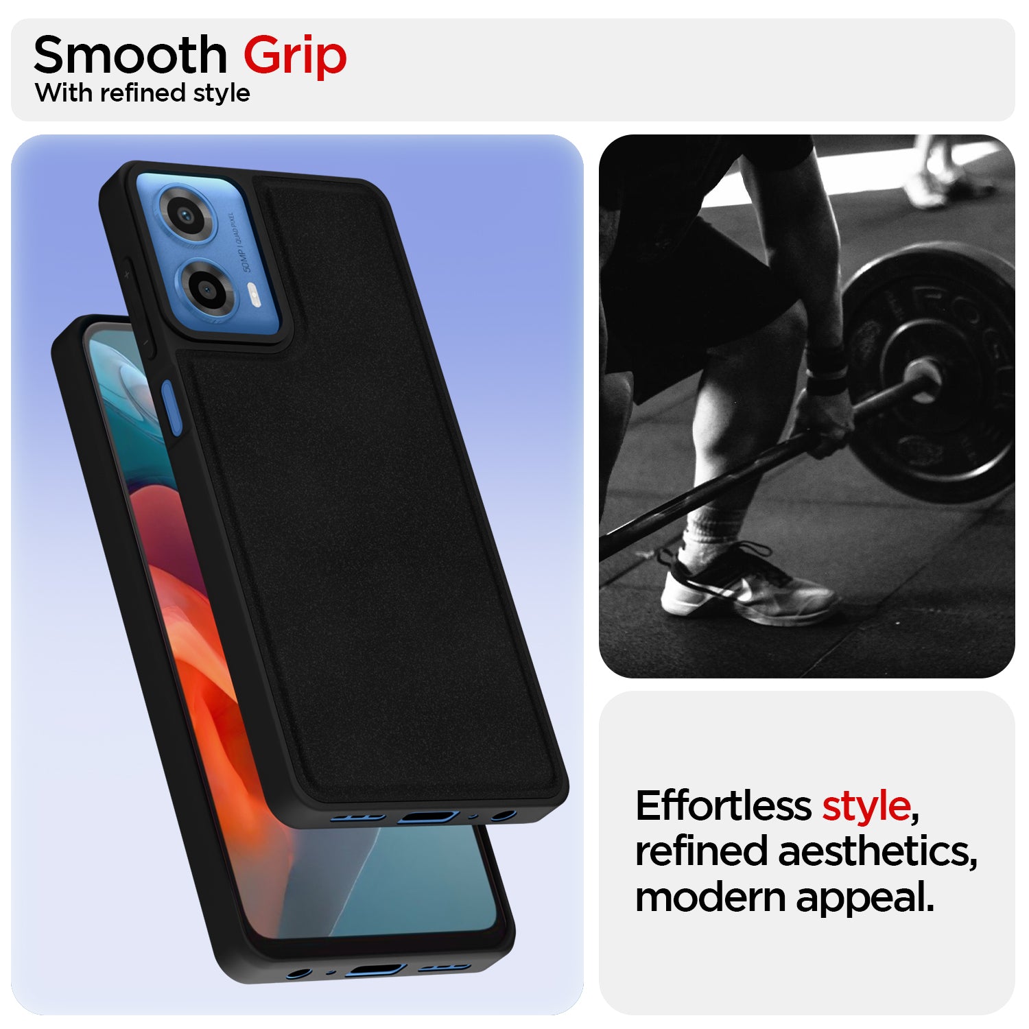 Pikkme Motorola Moto G34 / G45 5G Premium Super Soft-Touch Leatherback Case (Black)