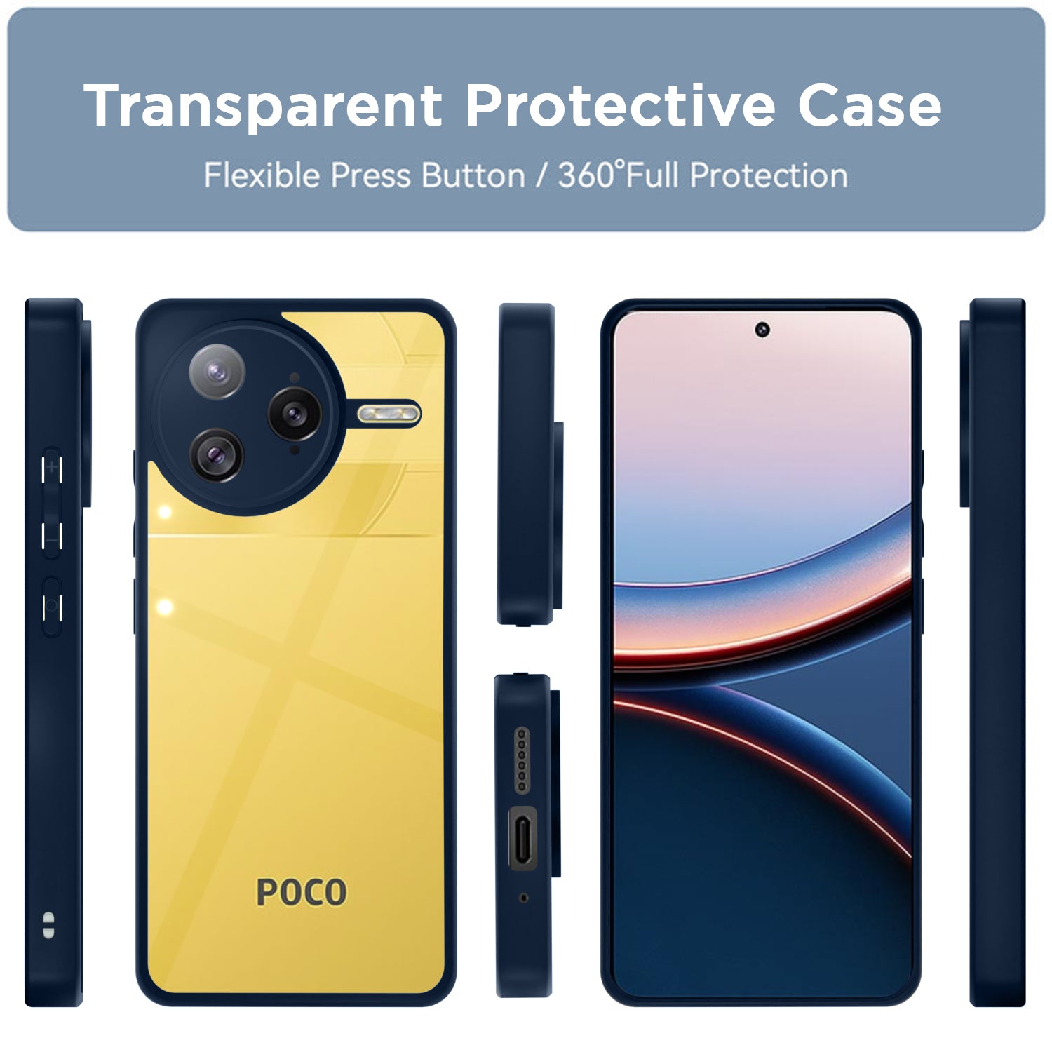Pikkme Poco F7 Ultra 5G Eagle 2 Shockproof Sleek Hybrid Armor Back Cover (Blue)