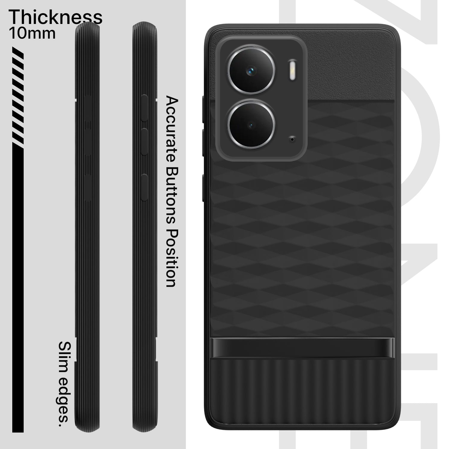 Pikkme Realme P3 5G Shockproof Soft Flexible Gencase Back Cover (Black)