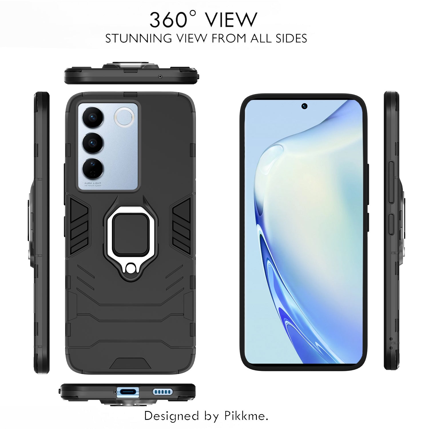 Pikkme Vivo V27 / V27 Pro 5G D5 Tough Armor Back Cover | Black