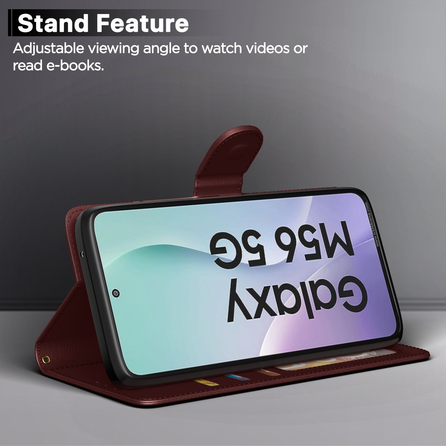 Pikkme Samsung Galaxy M56 5G Vintage Flip Cover (Brown)