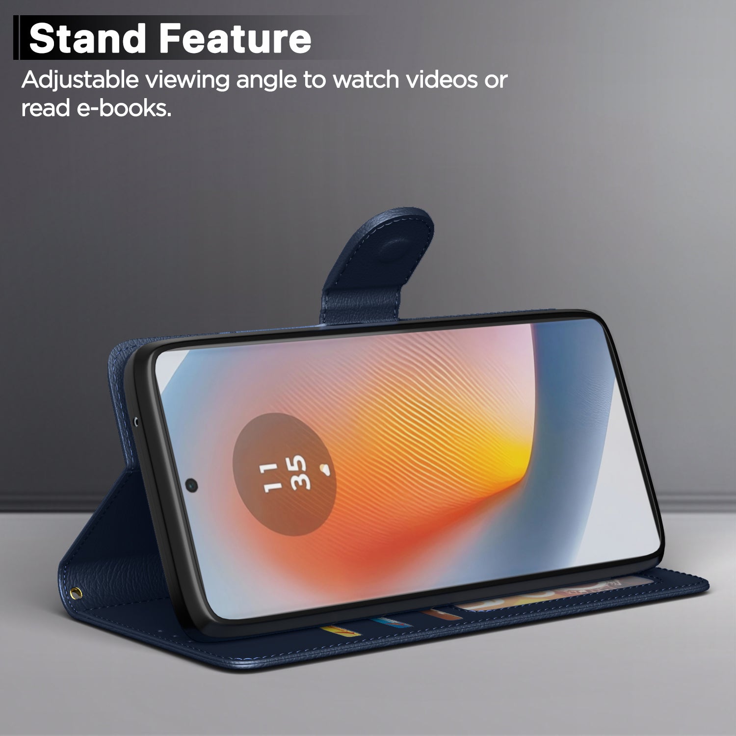 Pikkme Motorola Moto G85 5G Vintage Flip Cover (Blue)