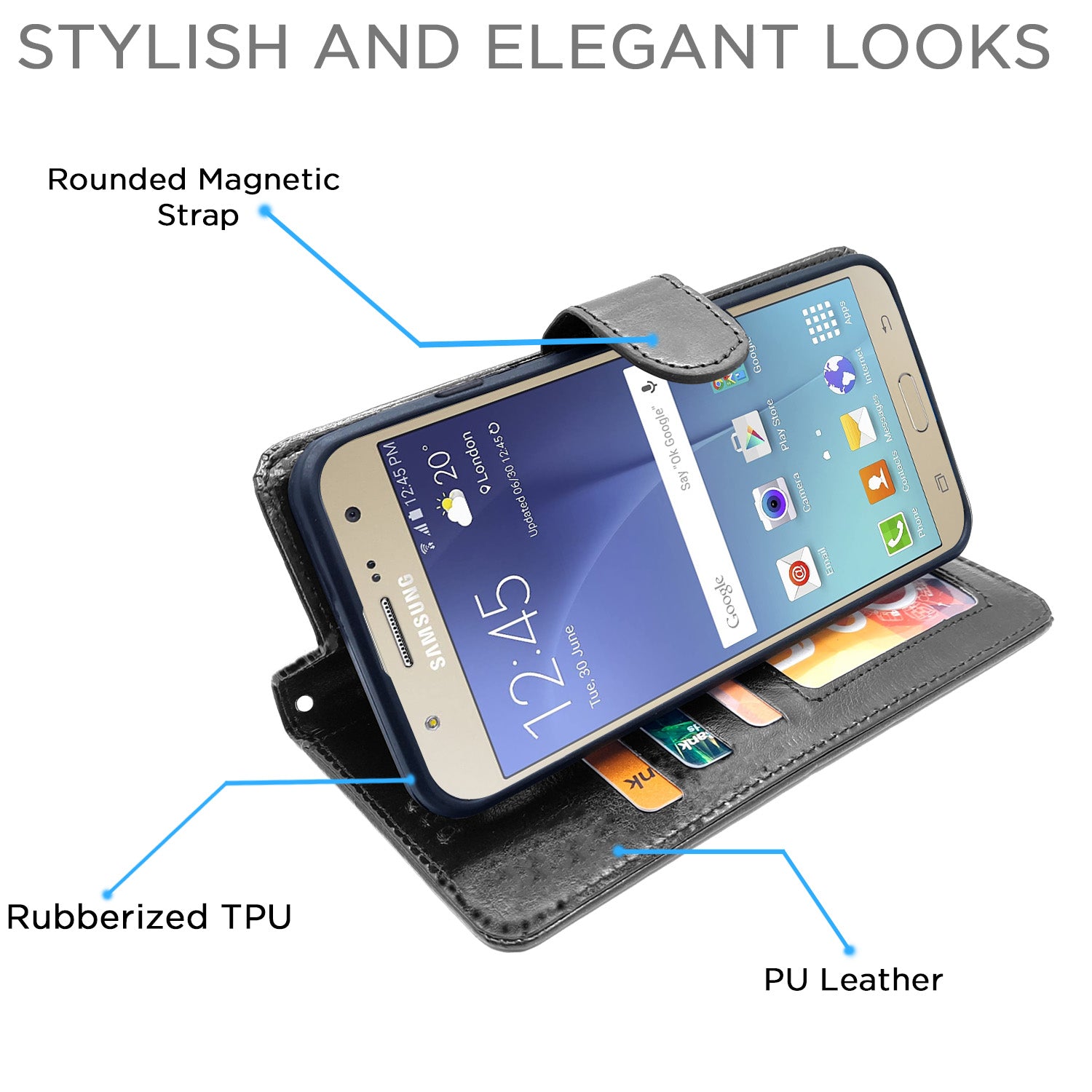 Pikkme Samsung Galaxy J7 2015 / J7 / J7 Nxt Vintage Flip Cover(Black)