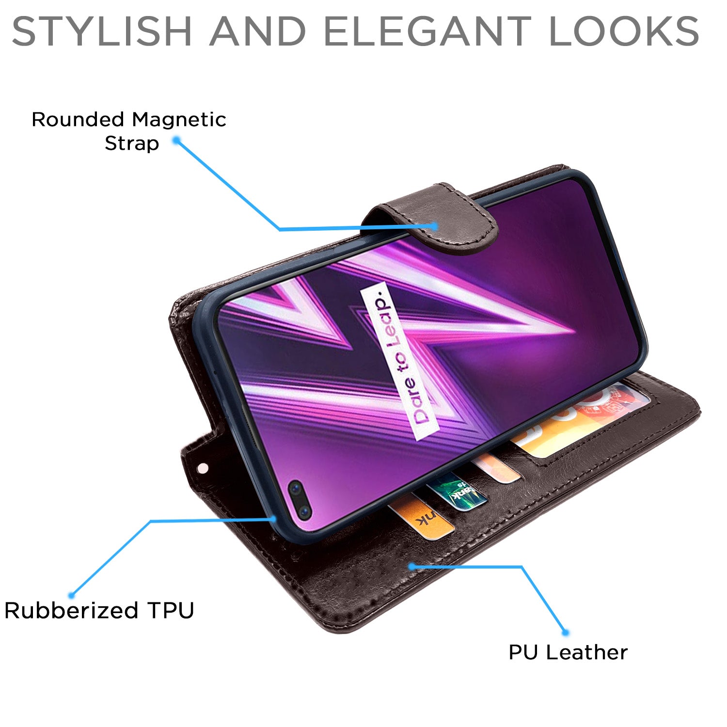 Pikkme Realme 6 Pro Vintage Flip Cover | Coffee
