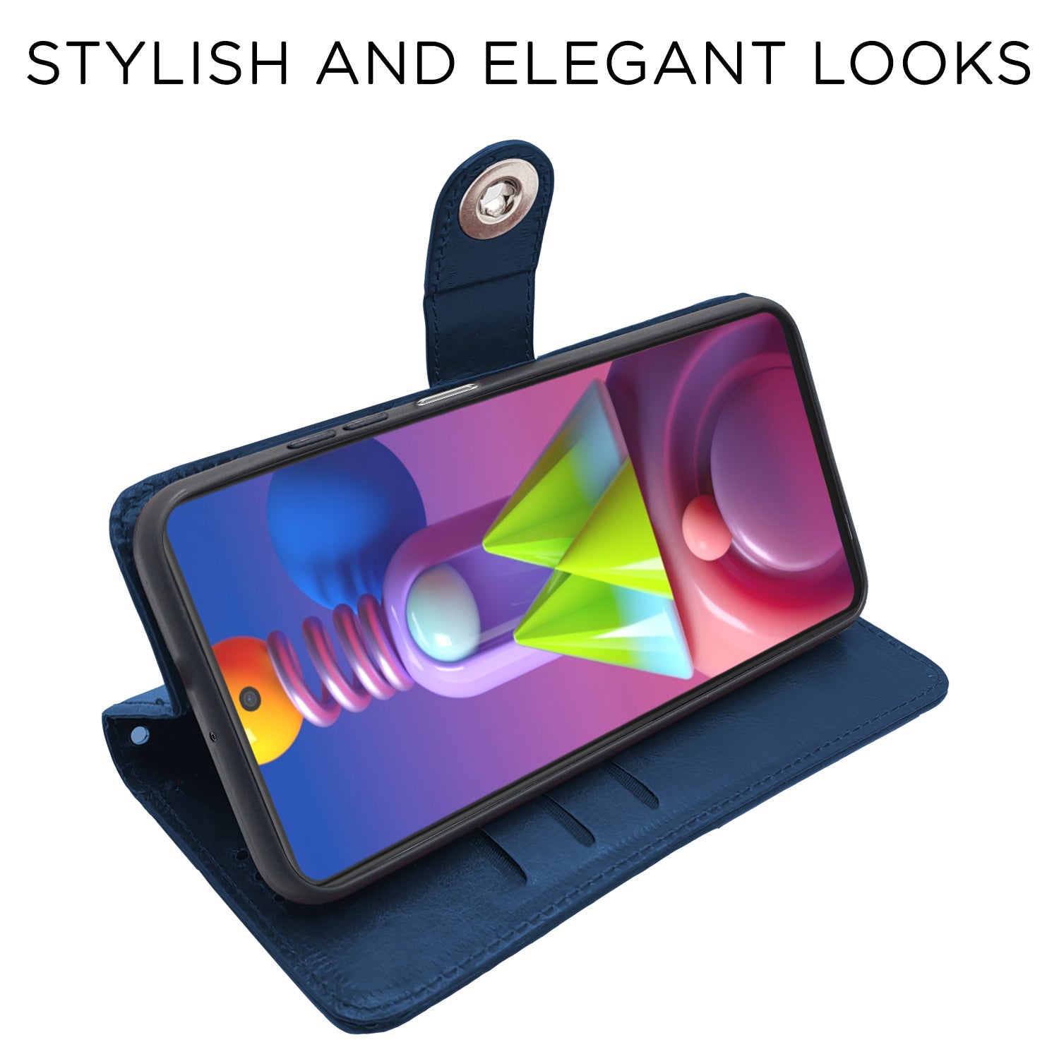 Pikkme Samsung Galaxy M31S Button Flip Cover (Blue)