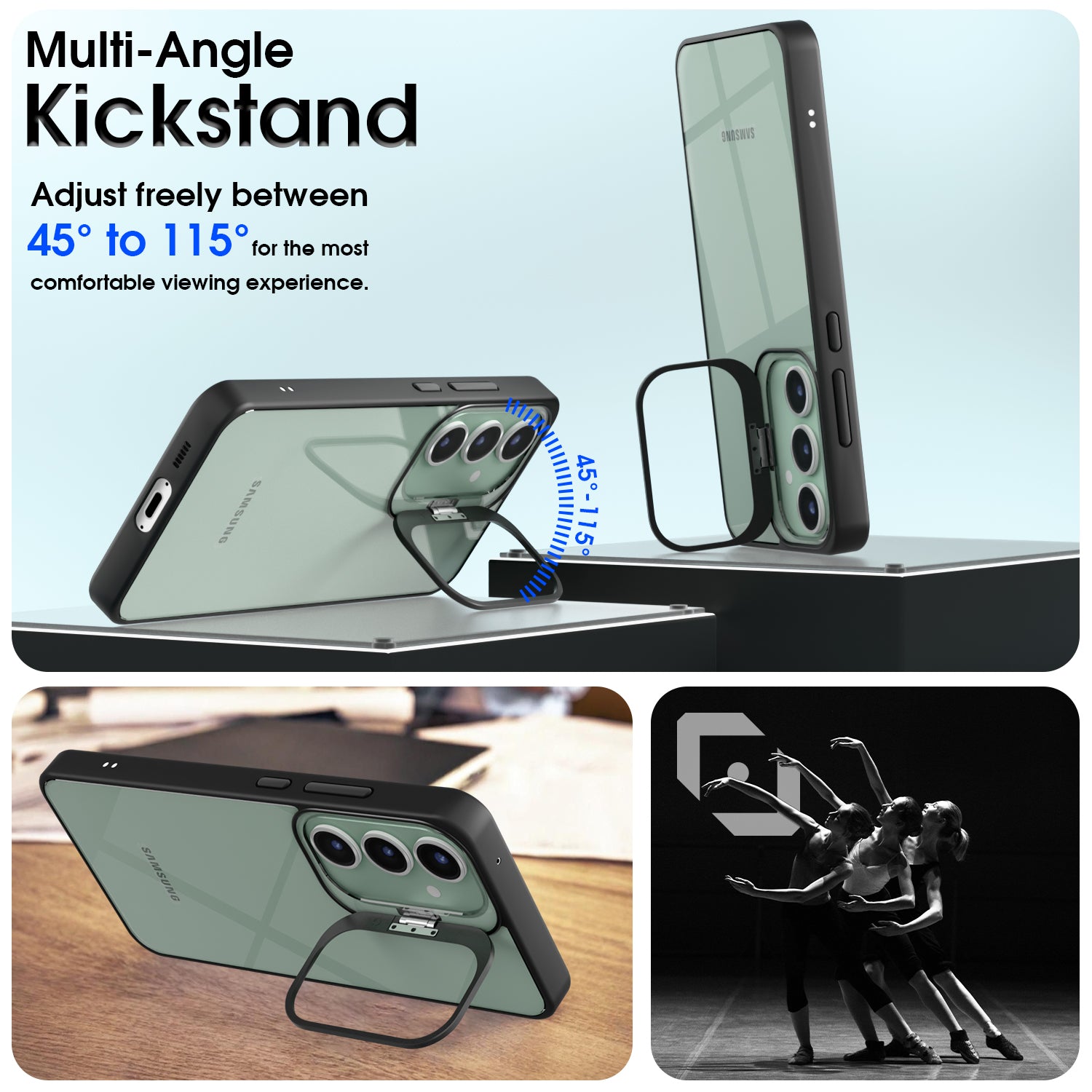 Pikkme Samsung Galaxy S23 FE 5G Bracket Standcase Back Cover (Black)