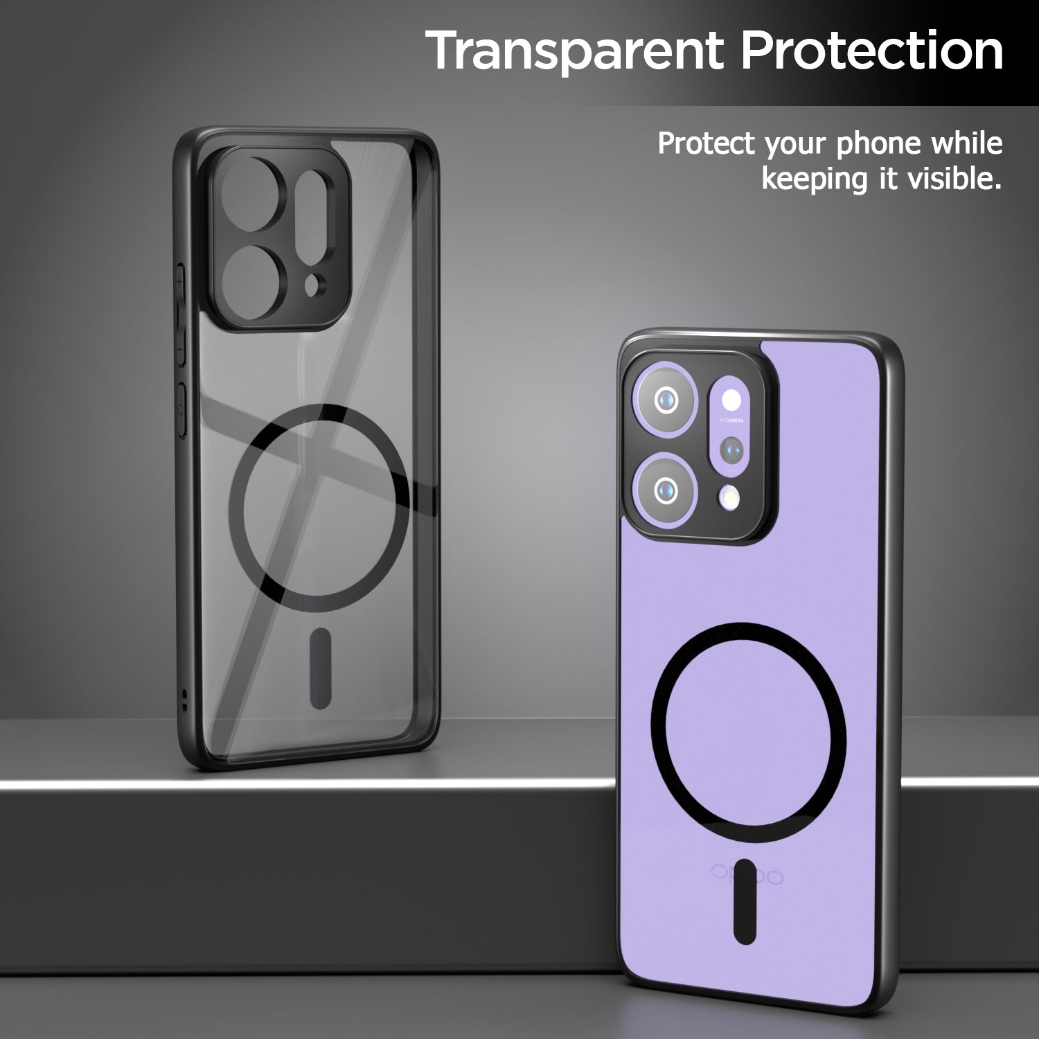 Pikkme Oppo Reno 14 Pro 5G Eagle 2 Mag-Safe Shockproof Hard Transparent Back Cover (Black)
