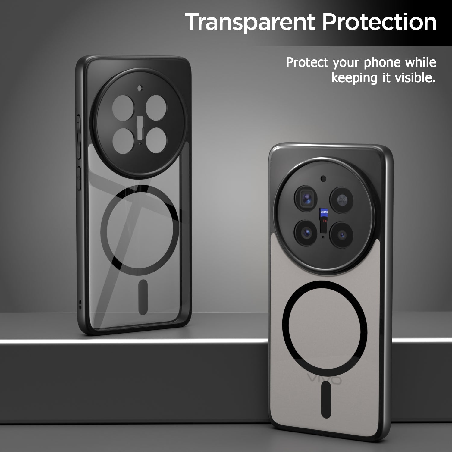 Pikkme Vivo X200 Pro 5G Eagle 2 Mag-Safe Shockproof Hard Transparent Back Cover (Black)