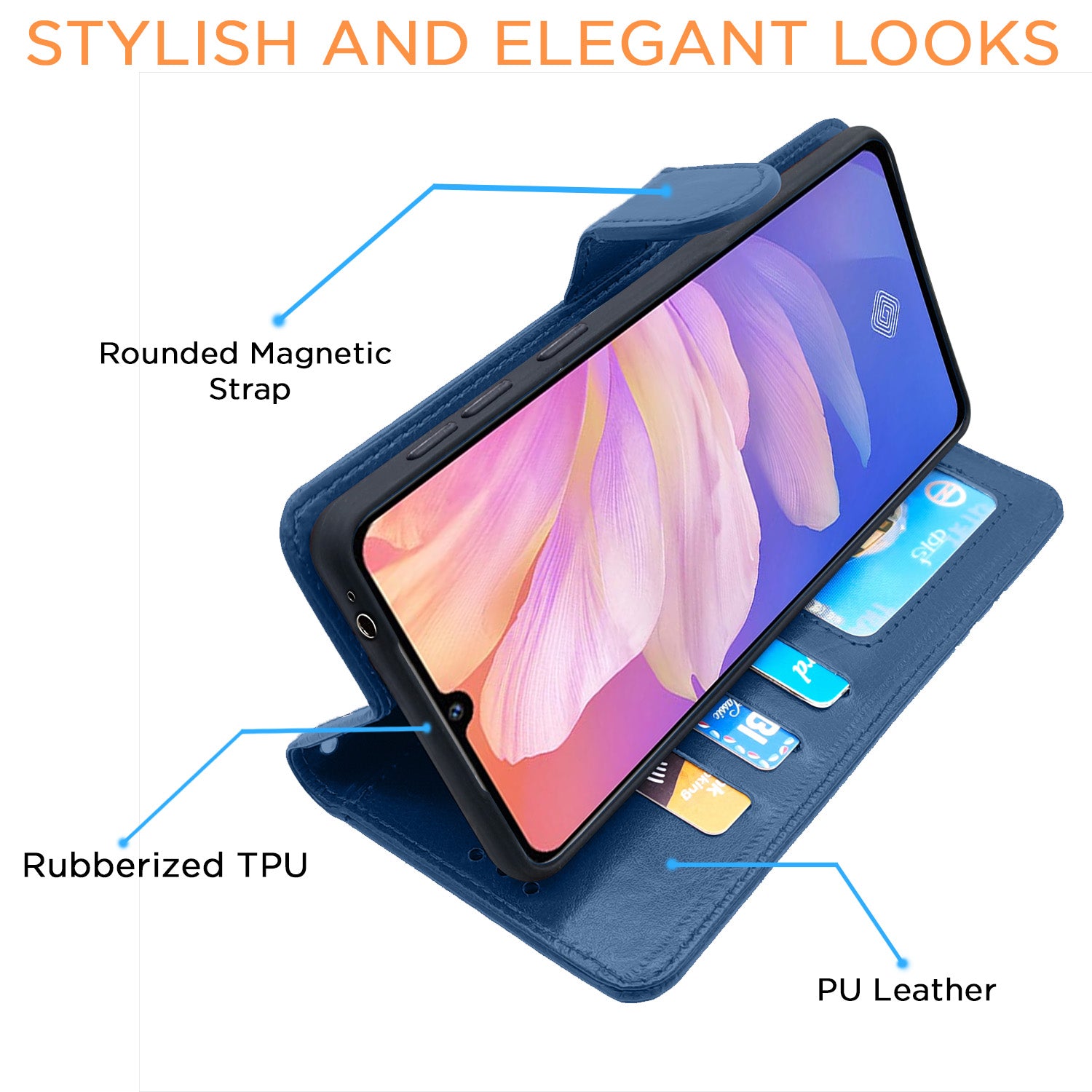 Pikkme Vivo S1 Pro Vintage Flip Cover | Blue