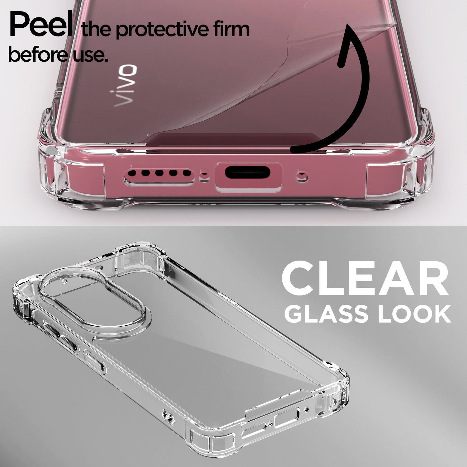 Pikkme Vivo V50 5G / V50e 5G PC + TPU Crystal Clear Transparent Back Cover (Transparent)
