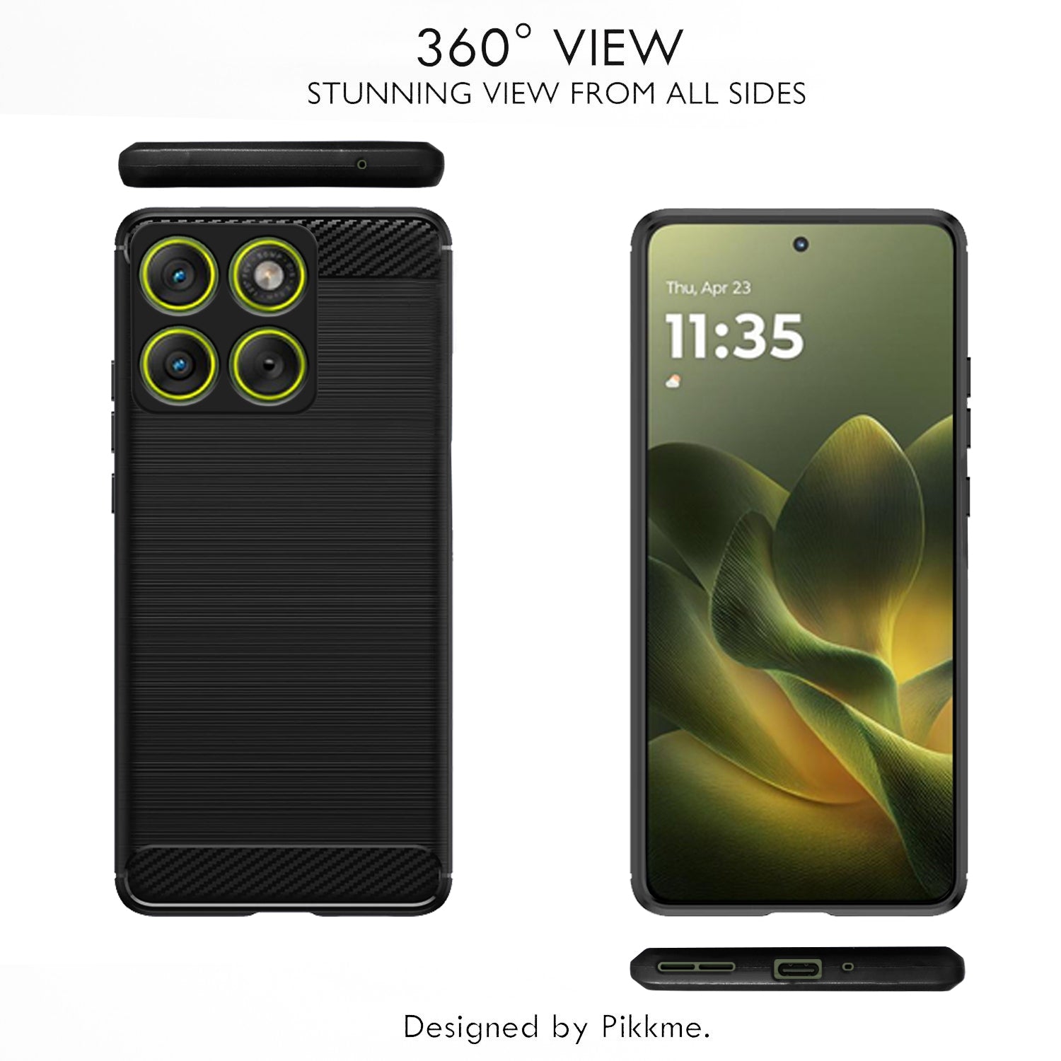 Pikkme Motorola Moto Edge 70 5G Hybrid Carbon Fiber Back Cover (Black)
