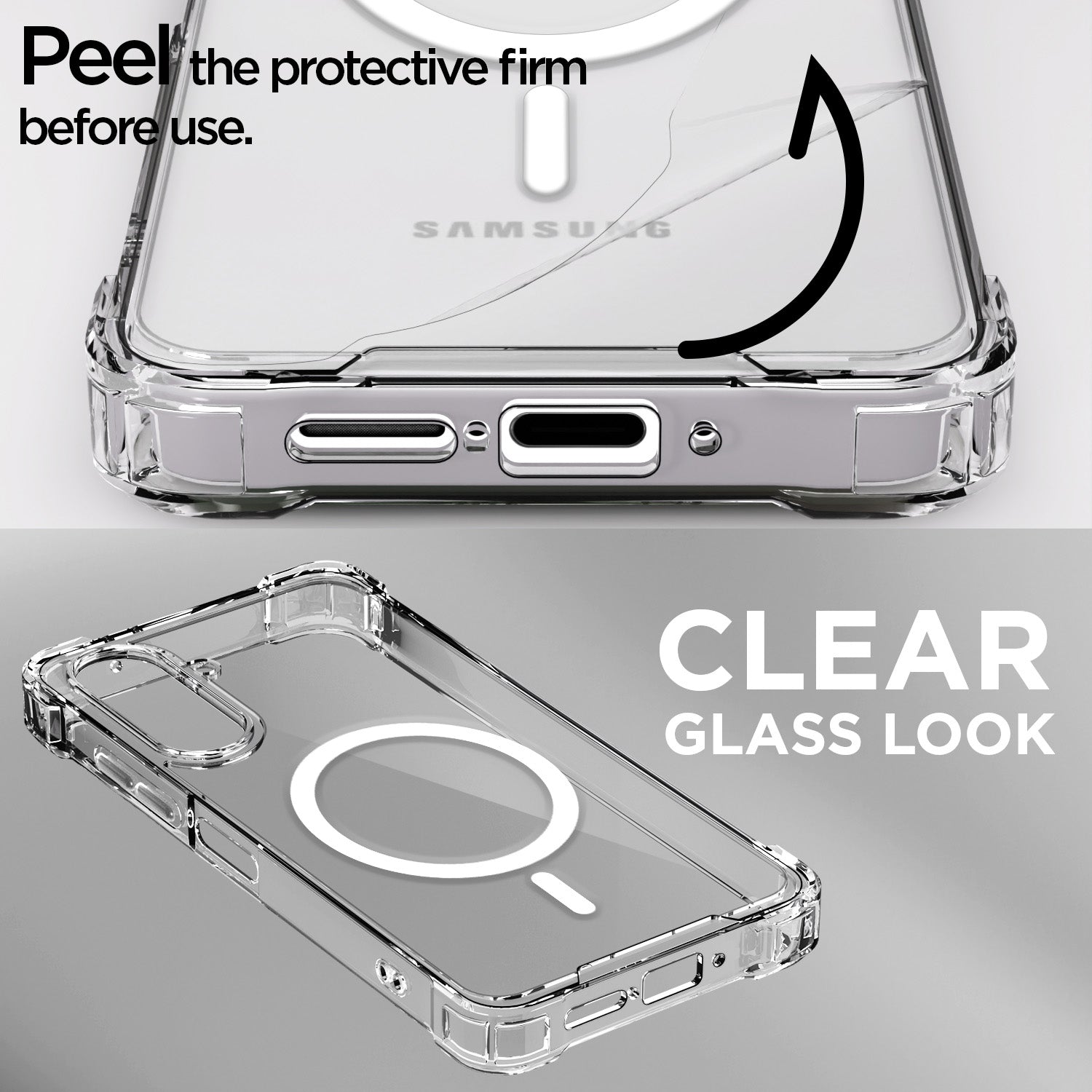 Pikkme Samsung Galaxy A26 5G Mag-Safe Shockproof PC + TPU Back Cover (Transparent)