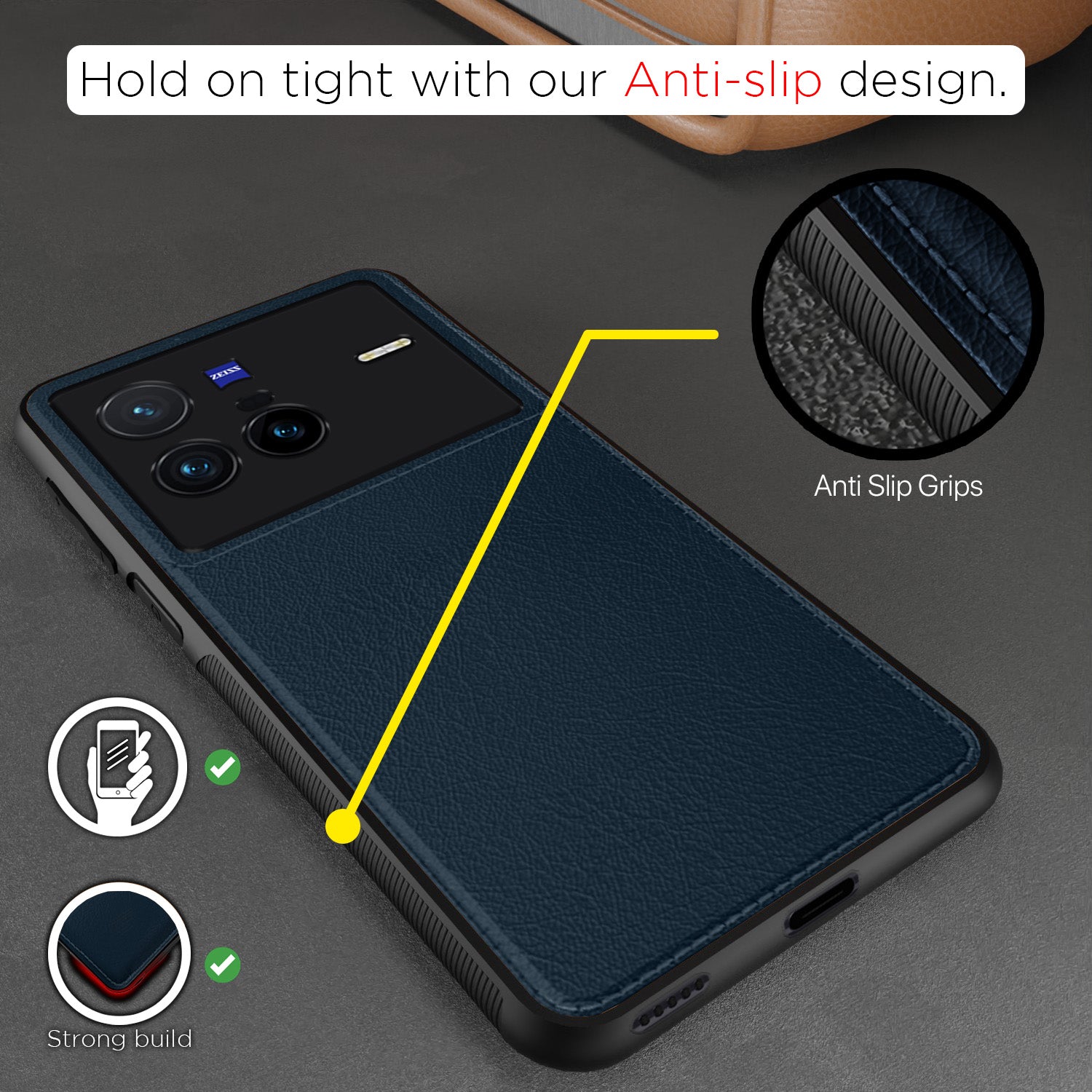 Pikkme Vivo X80 Leatherback Back Case | Blue