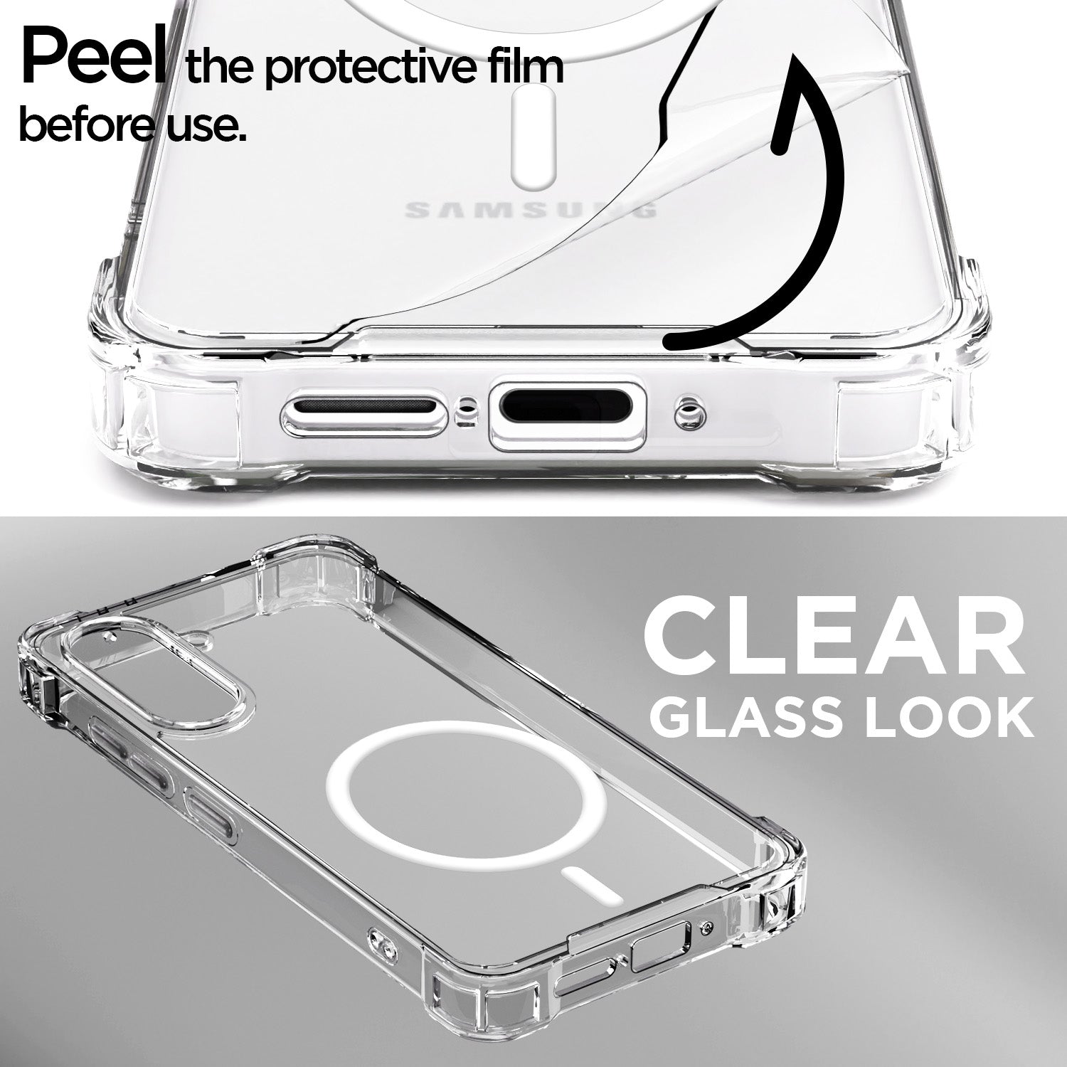 Pikkme Samsung Galaxy A56 5G Mag-Safe Shockproof PC + TPU Back Cover (Transparent)