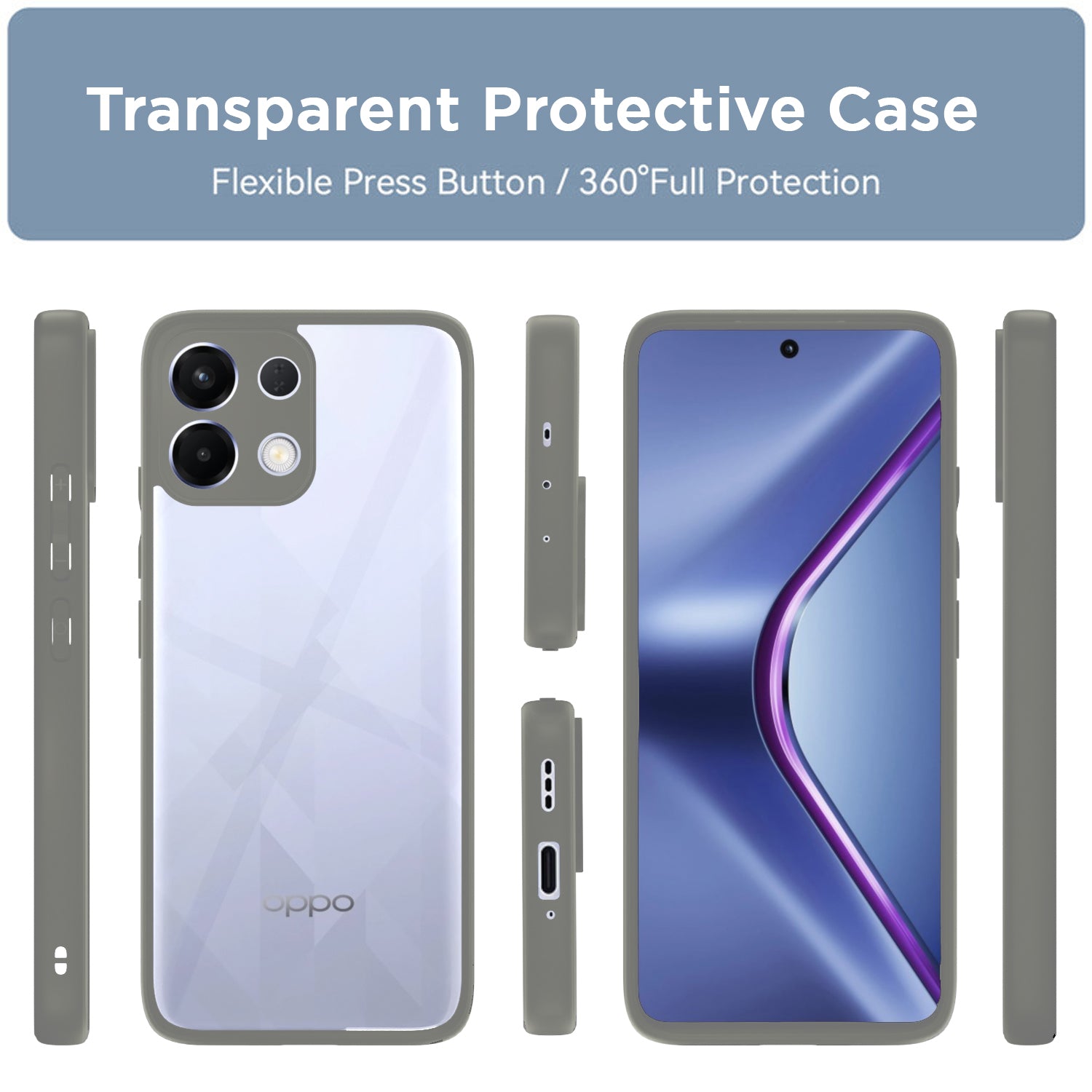 Pikkme Oppo K13 5G Eagle 2 Shockproof Sleek Hybrid Armor Back Cover (Grey)
