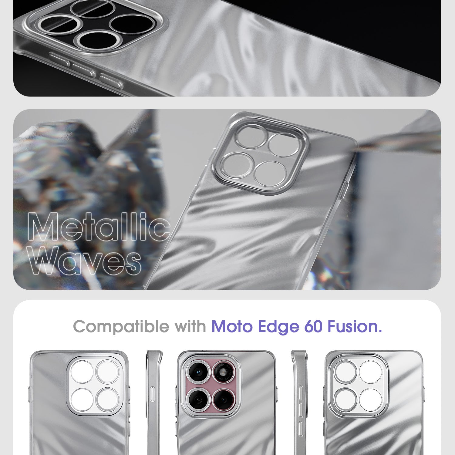 Pikkme Motorola Moto Edge 60 5G / Motorola Moto Edge 60 Fusion 5G Swirl Design Silver Forest Back Cover (Silver)