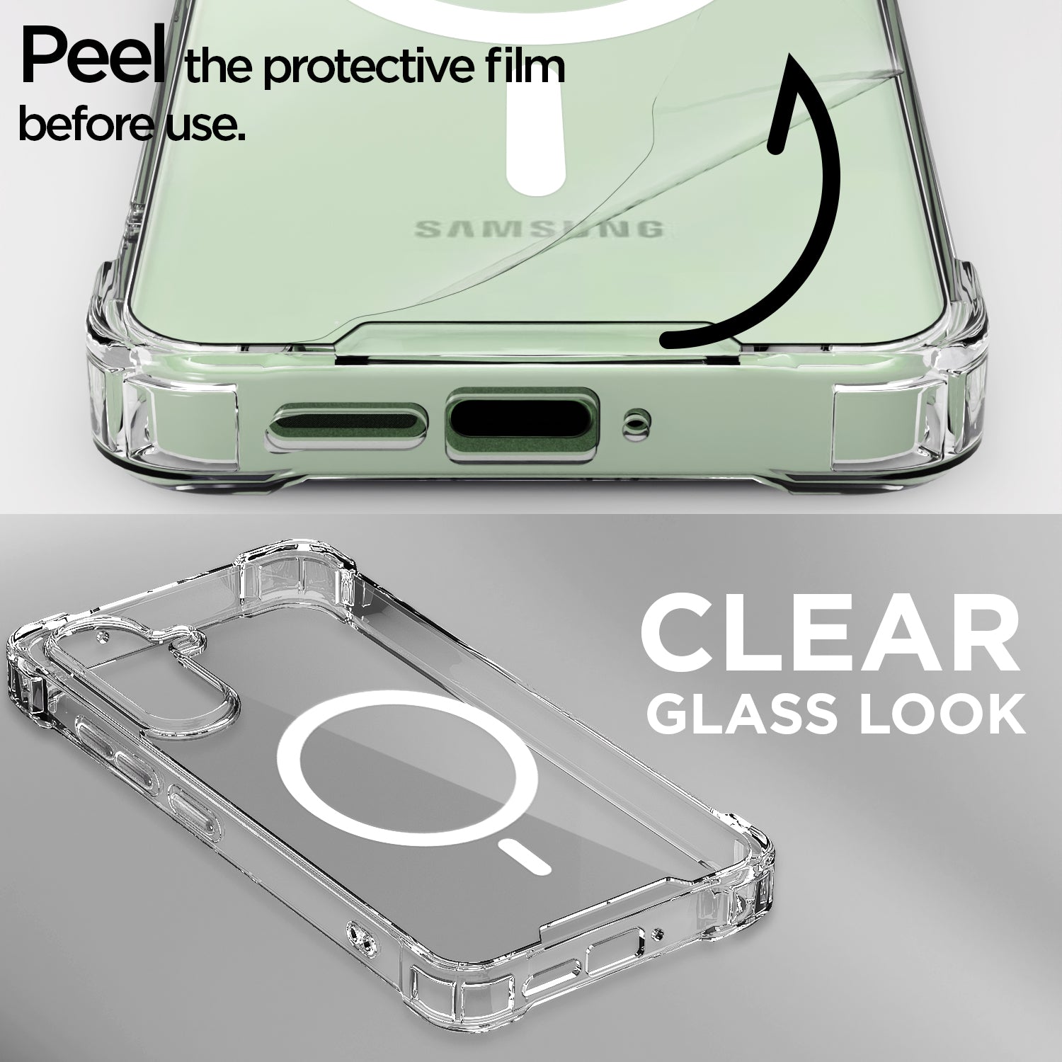 Pikkme Samsung Galaxy M56 5G Mag-Safe Shockproof PC + TPU Back Cover (Transparent)