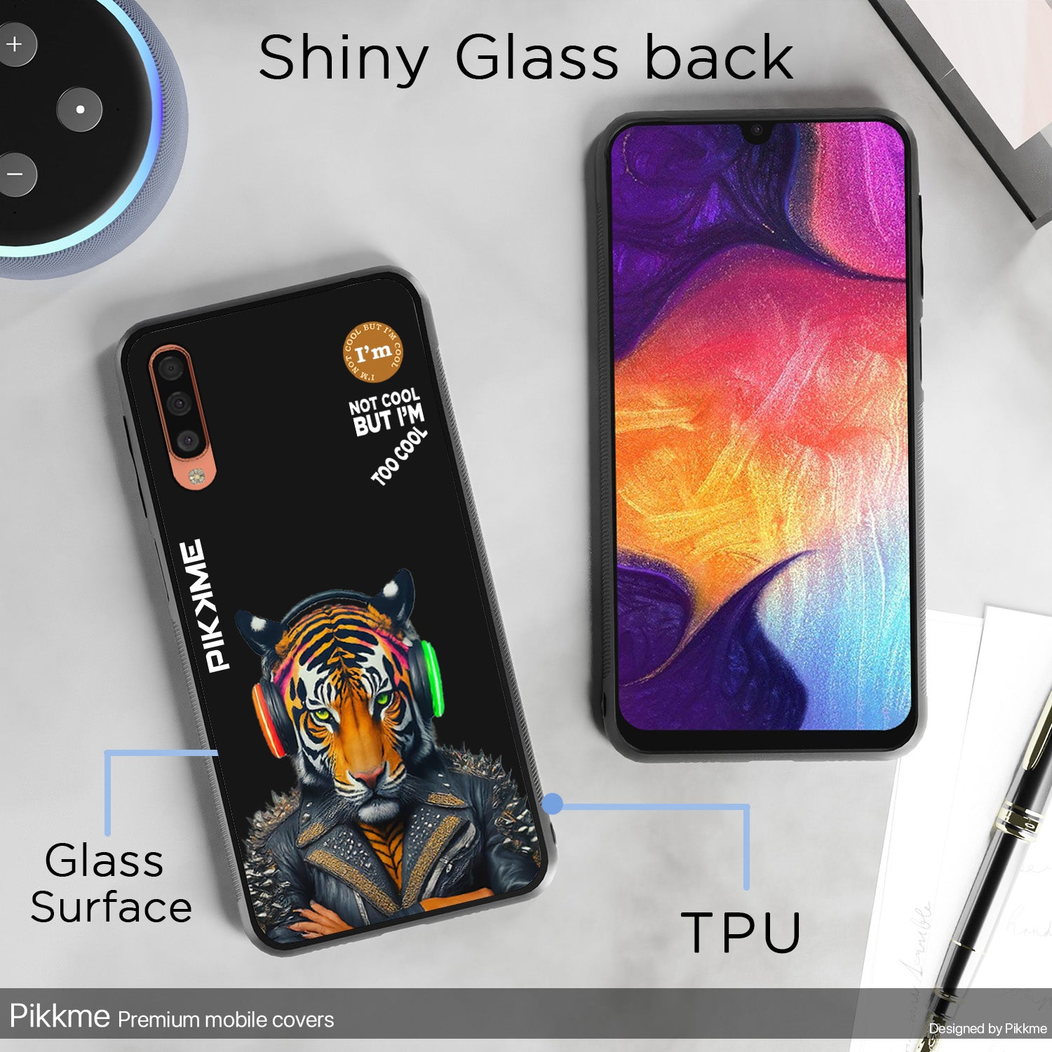 Pikkme Stylish Black Tiger Swag Samsung Galaxy A50 Back Cover (Design 06)
