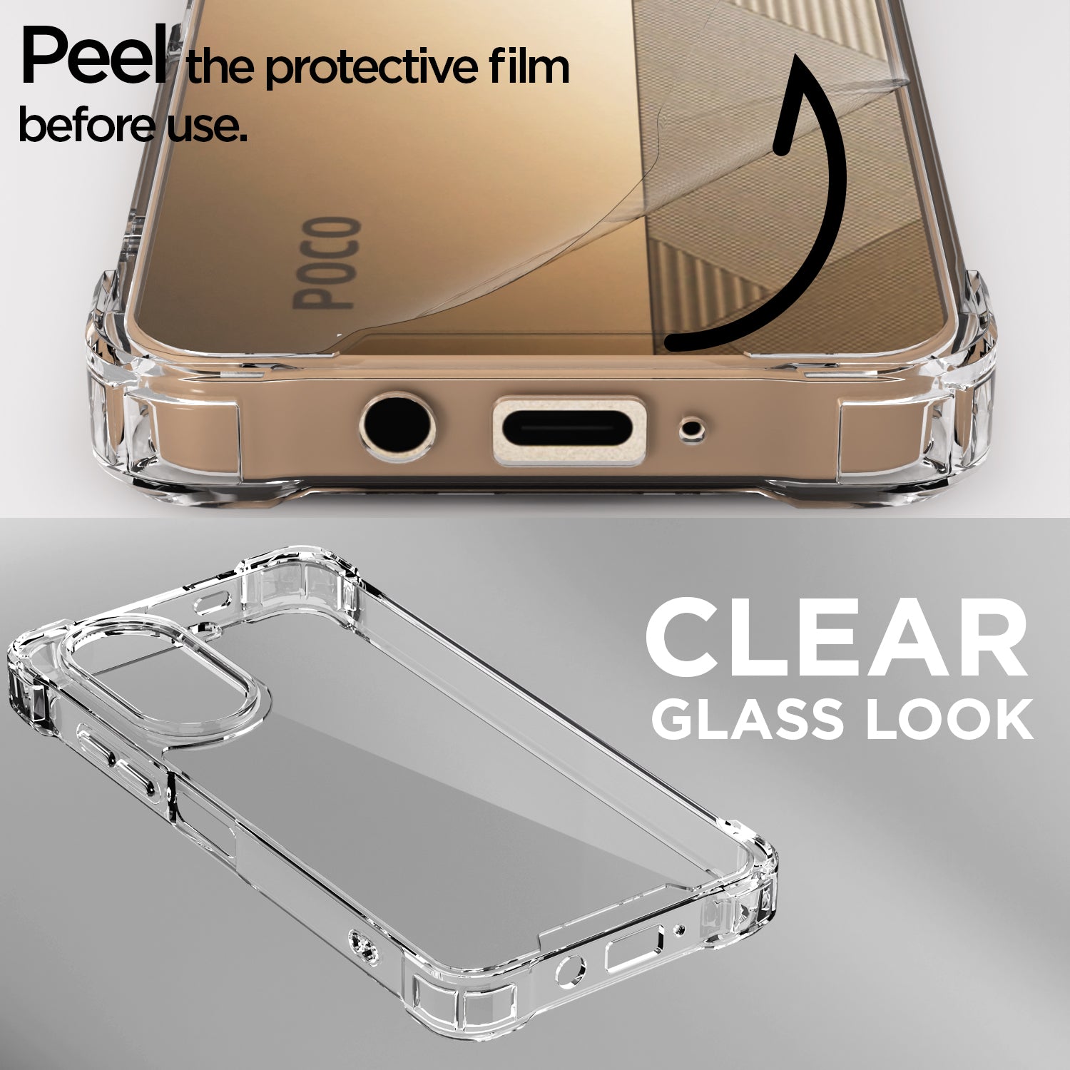 Pikkme Redmi A5 / Poco C71 PC + TPU Clear Transparent Back Cover (Transparent)