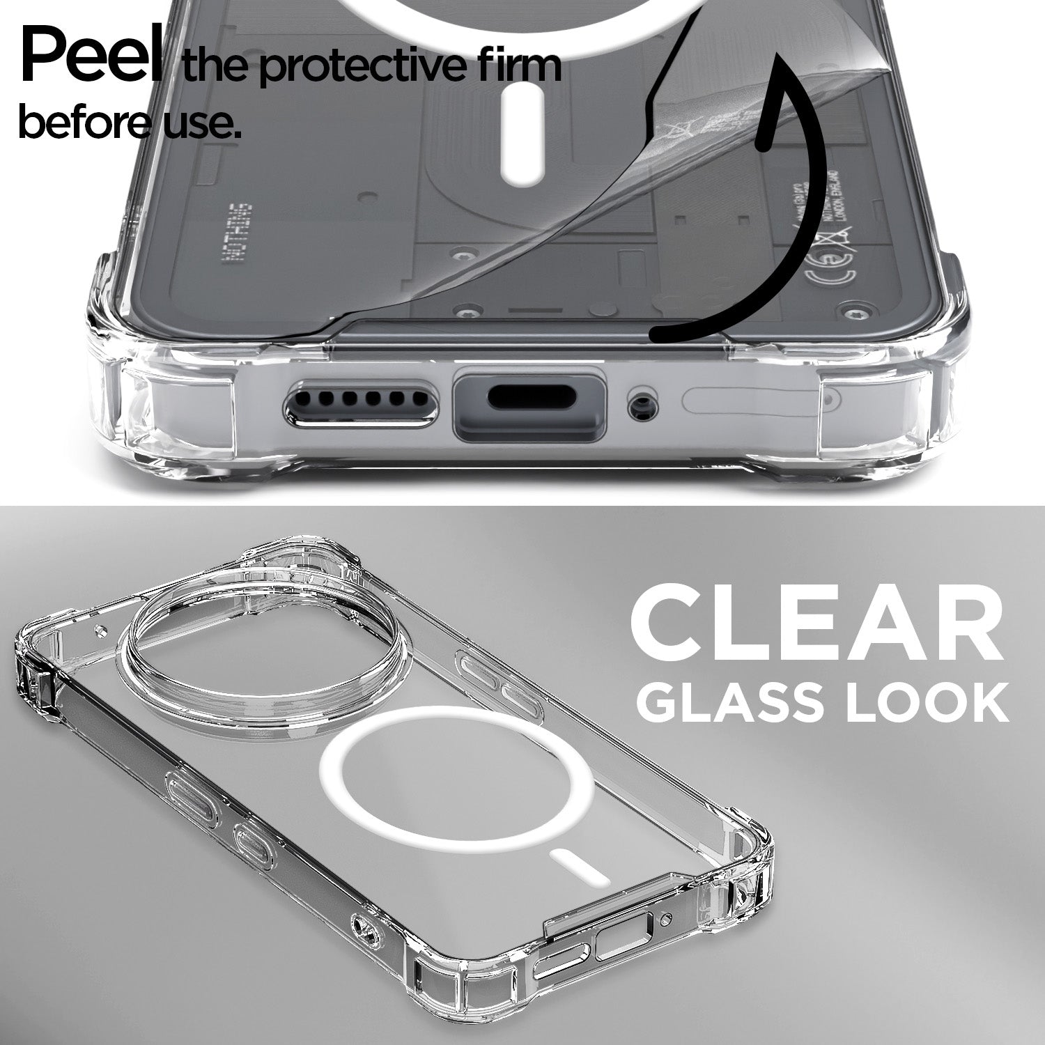 Pikkme Nothing Phone 3a Pro 5G PC + TPU Mag-Safe Clear Transparent Back Cover (Transparent)