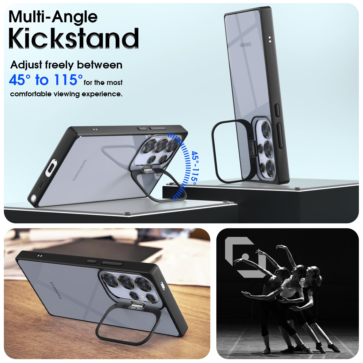 Pikkme Samsung Galaxy S25 Ultra 5G Bracket Standcase Back Cover(Black)