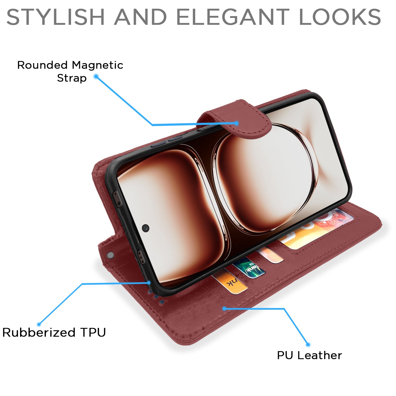 Pikkme Oppo Reno 12 5G Vintage Flip Cover (Brown)