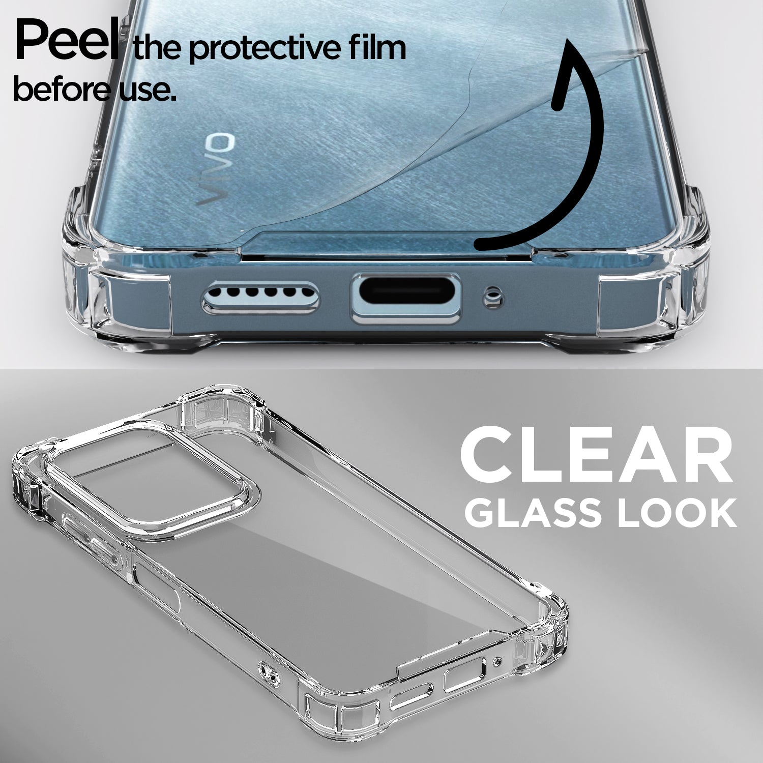 Pikkme Vivo T4x 5G PC + TPU Clear Transparent Back Cover (Transparent)