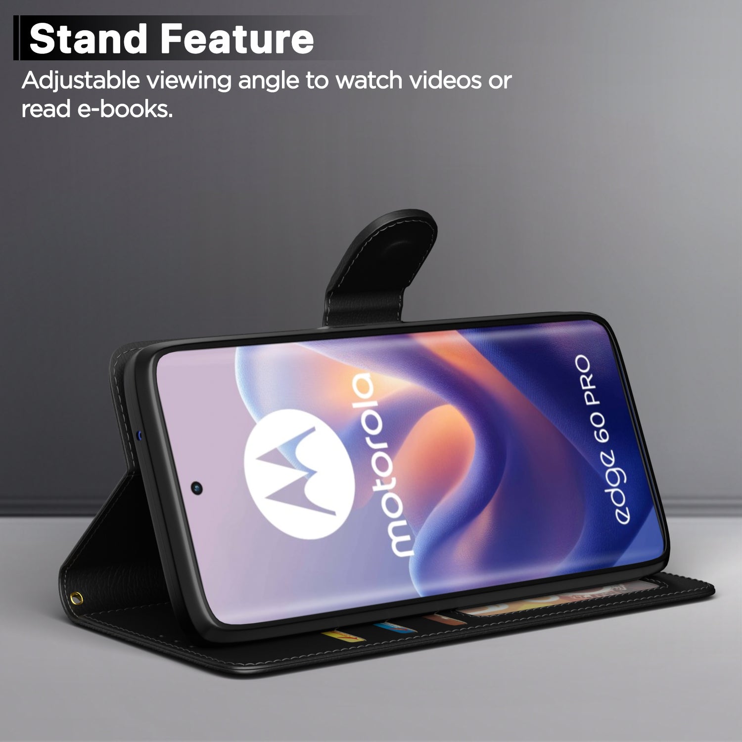 Pikkme Motorola Moto Edge 60 Pro 5G Vintage Flip Cover (Black)