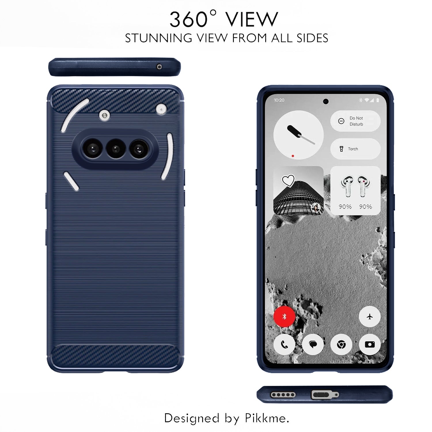 Pikkme Nothing Phone 3a 5G Hybrid Carbon Fiber Back Cover (Blue)
