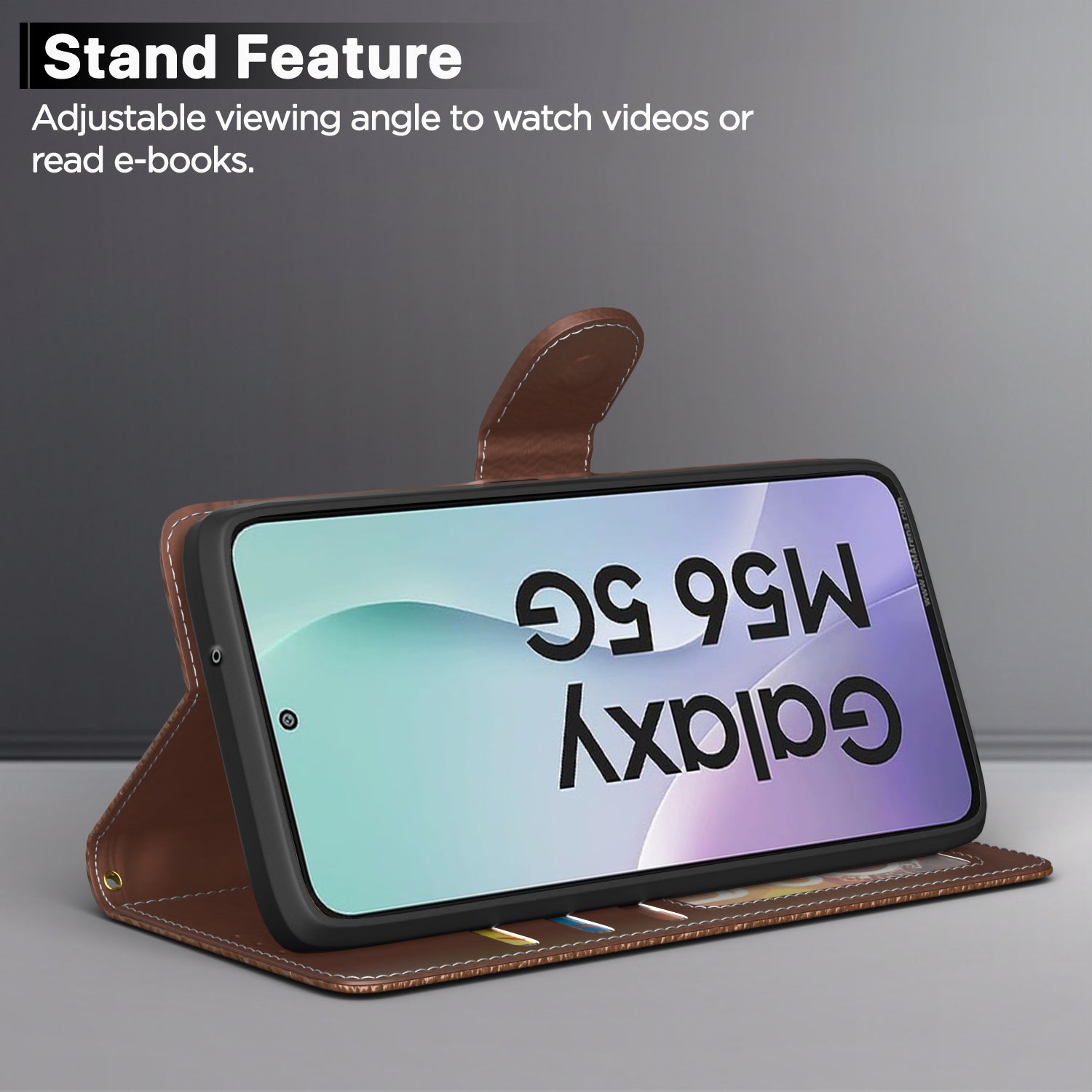 Pikkme Samsung Galaxy M56 5G Double Contrast Flip Cover (Tan)