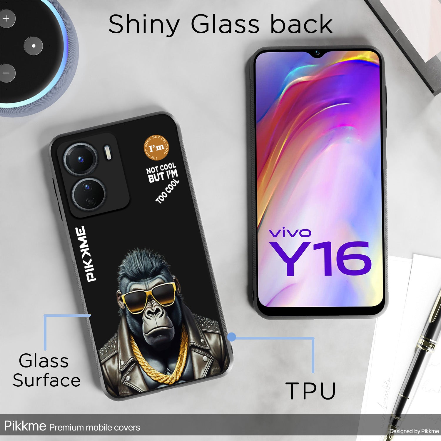Pikkme Black Gorilla Swag Vivo Y16 Nim2 Back Cover (Design 07)