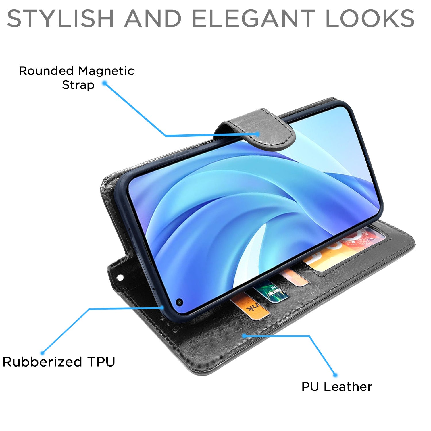 Pikkme Mi 11 Lite Vintage Flip Cover (Black)