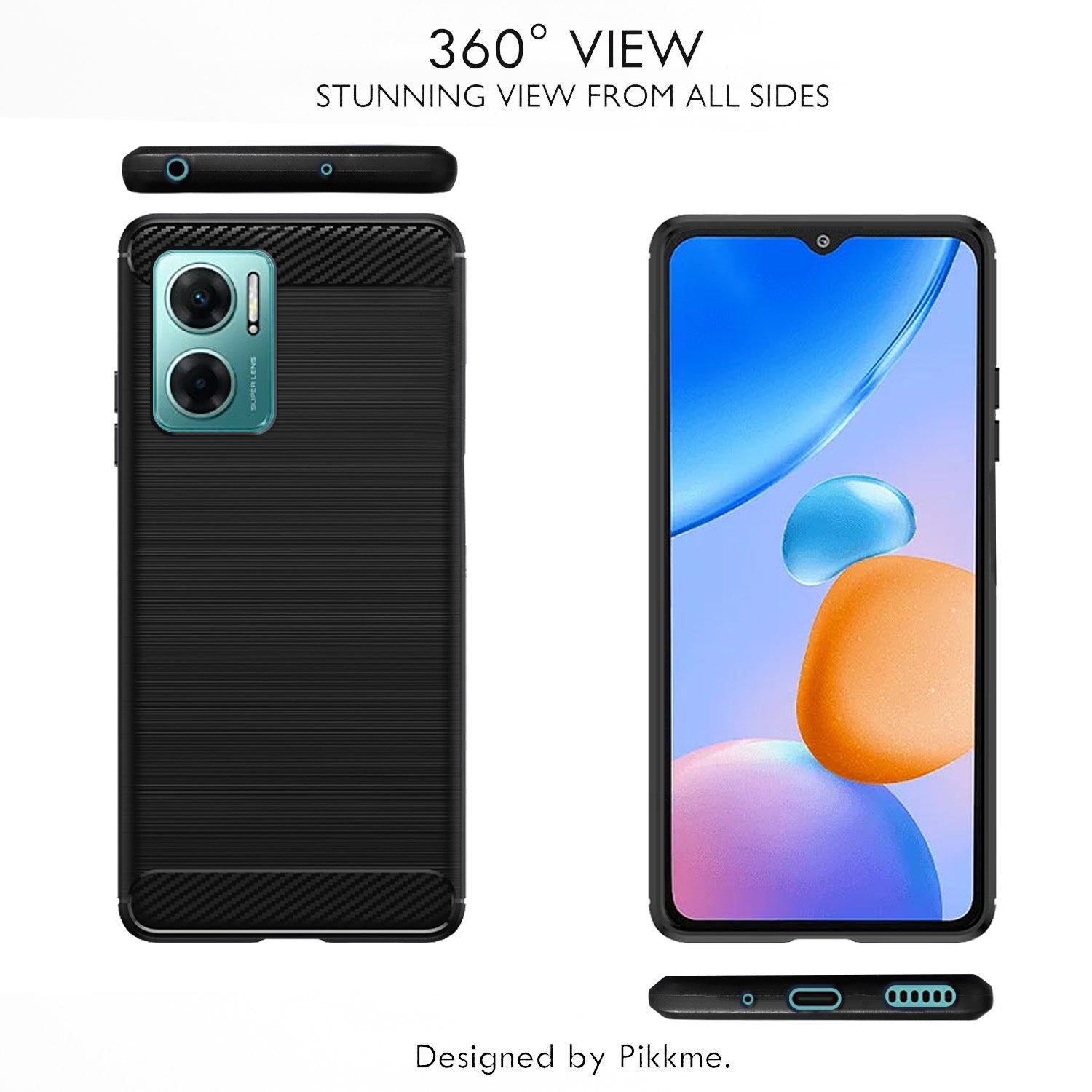 Pikkme Redmi 11 Prime 5G Carbon Fibre Black Cover (Black)