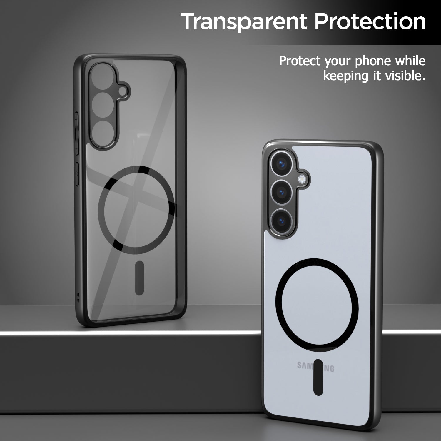 Pikkme Samsung Galaxy S24 5G / S25 5G Eagle 2 Mag-Safe Shockproof Hard Transparent Back Cover (Black)