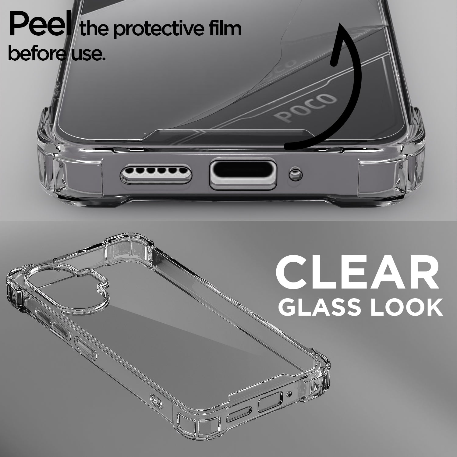 Pikkme Poco F7 5G PC + TPU Clear Transparent Back Cover (Transparent)