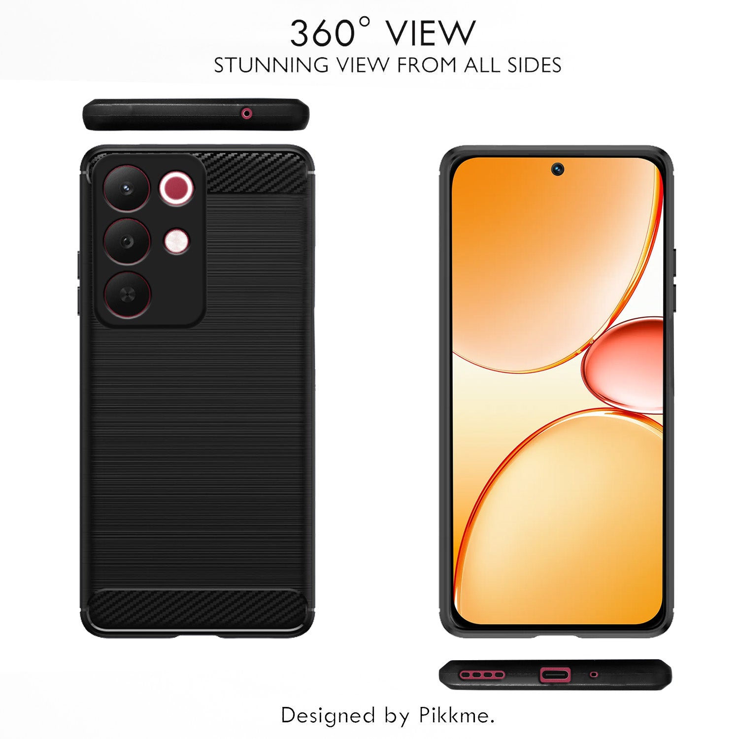 Pikkme Realme 15x 5G / C85 5G Hybrid Carbon Fiber Back Cover (Black)