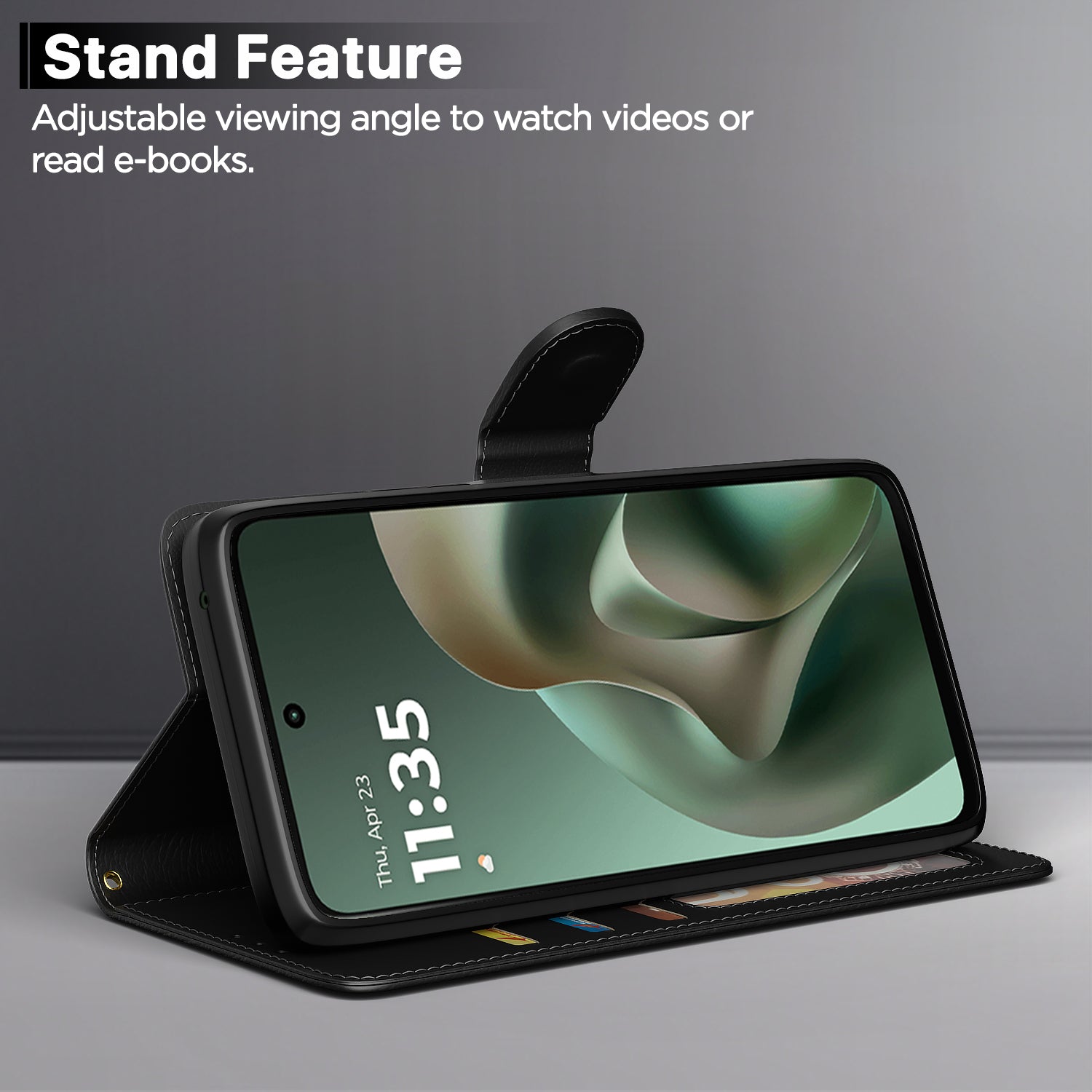 Pikkme Motorola Moto G67 Power 5G / G57 Power 5G Premium Leather Finish Vintage Flip Cover (Black)