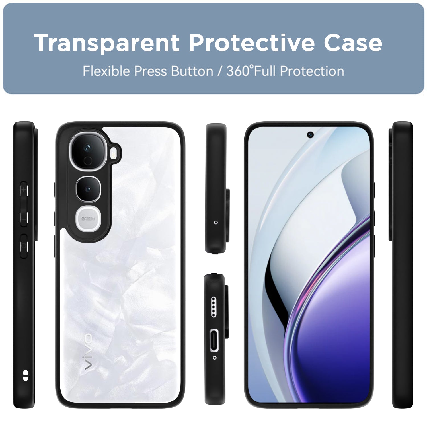 Pikkme Vivo Y400 Pro 5G Eagle 2 Shockproof Sleek Hybrid Armor Back Cover (Black)