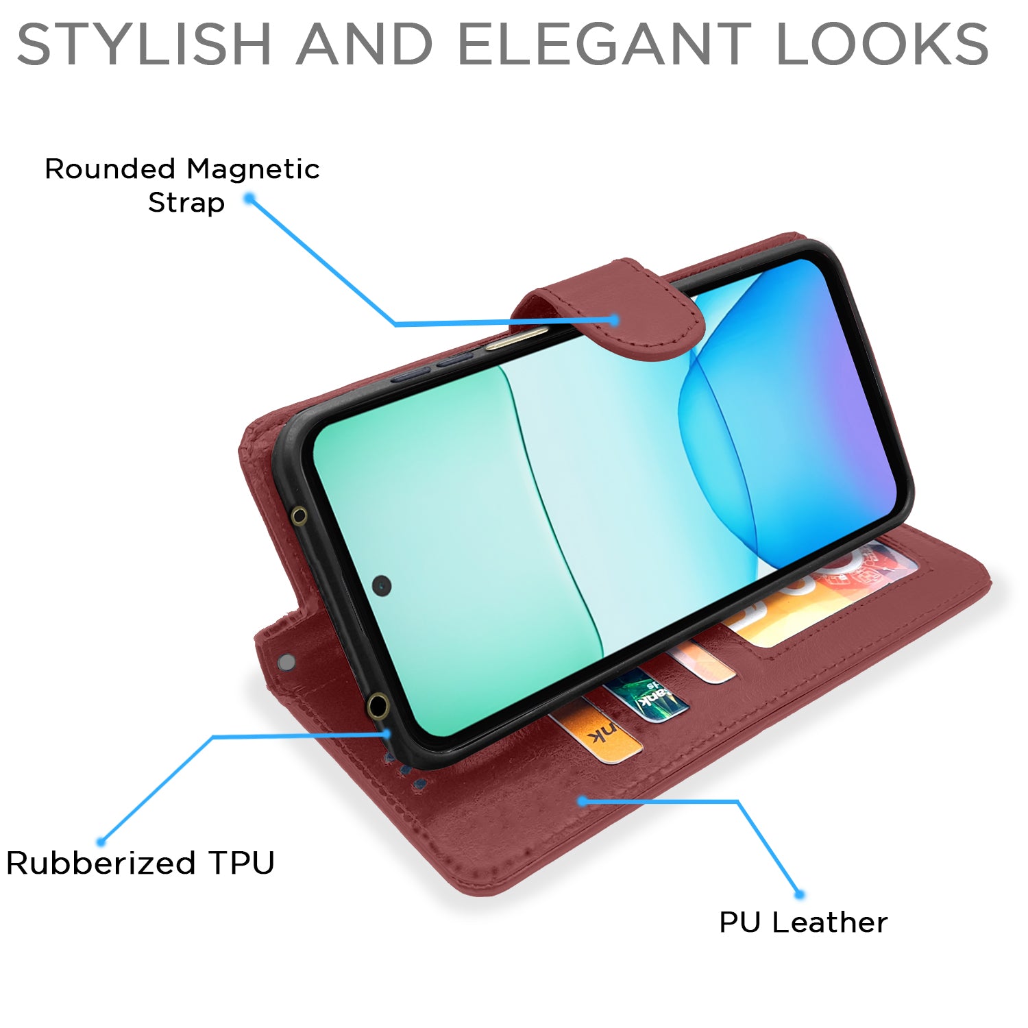 Pikkme Redmi 13 5G / Poco M6 Plus 5G Vintage Flip Cover (Brown)