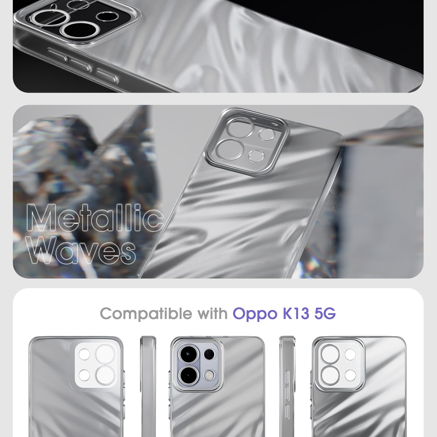 Pikkme Oppo K13 5G Swirl Design Silver Forest Back Cover (Silver)
