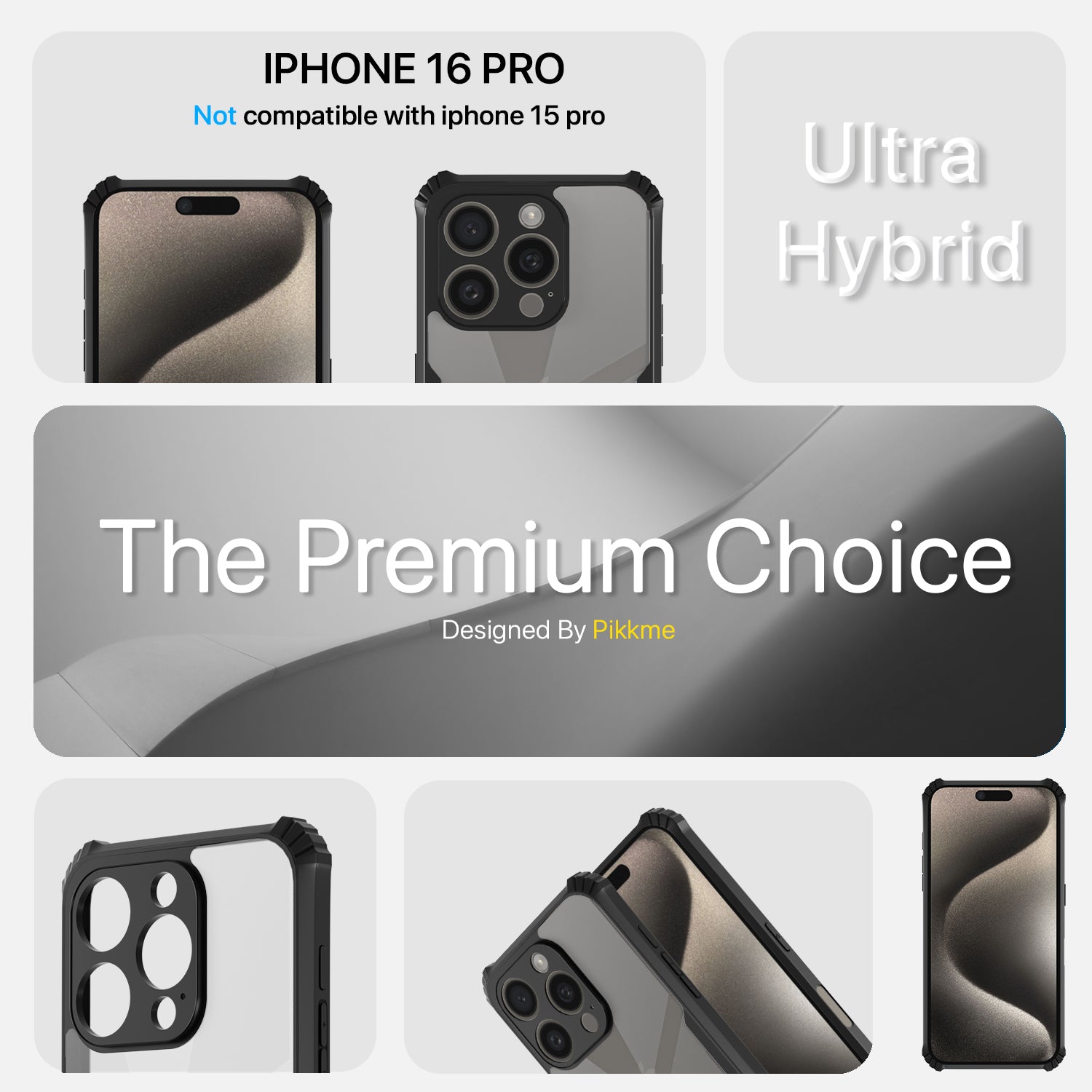 Pikkme iPhone 16 Plus Shockproof Eagle Clear Transparent Back Cover (Black)