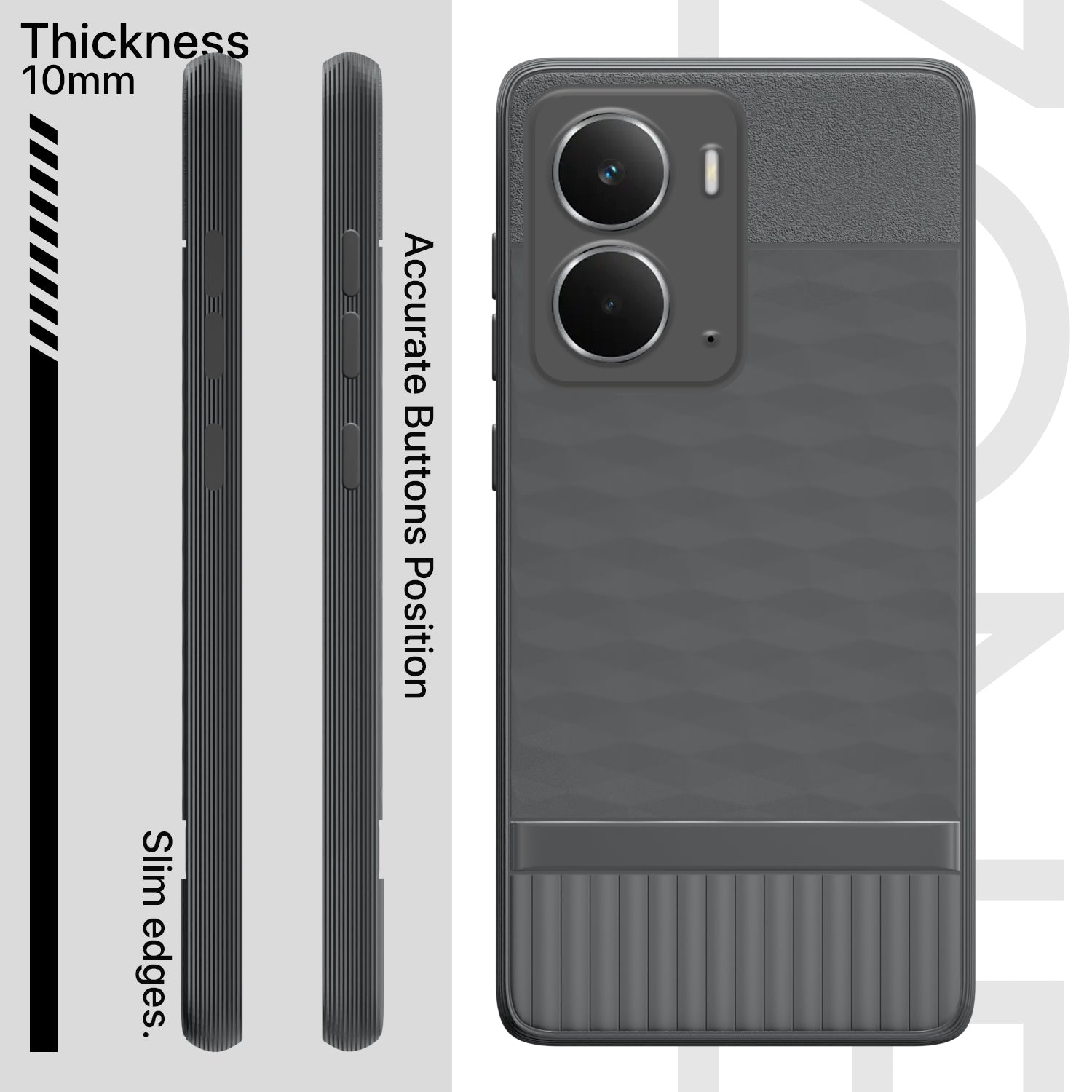 Pikkme Realme P3 5G Shockproof Soft Flexible Gencase Back Cover (Grey)